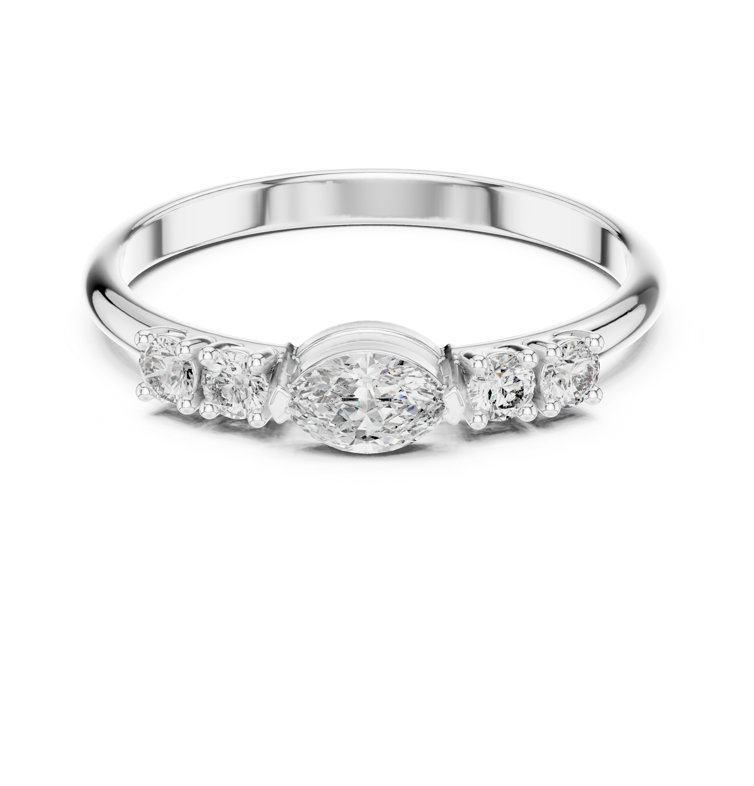 0.29 CT Marquise Cut Diamond Five Stone Ring