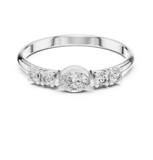 0.29 ct Marquise Cut Diamond Five Stone Ring – view 1 of 12, lab grown diamond ring | Jewelix Atelier