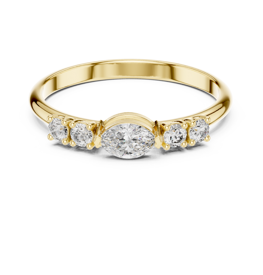 0.29 CT Marquise Cut Diamond Five Stone Ring