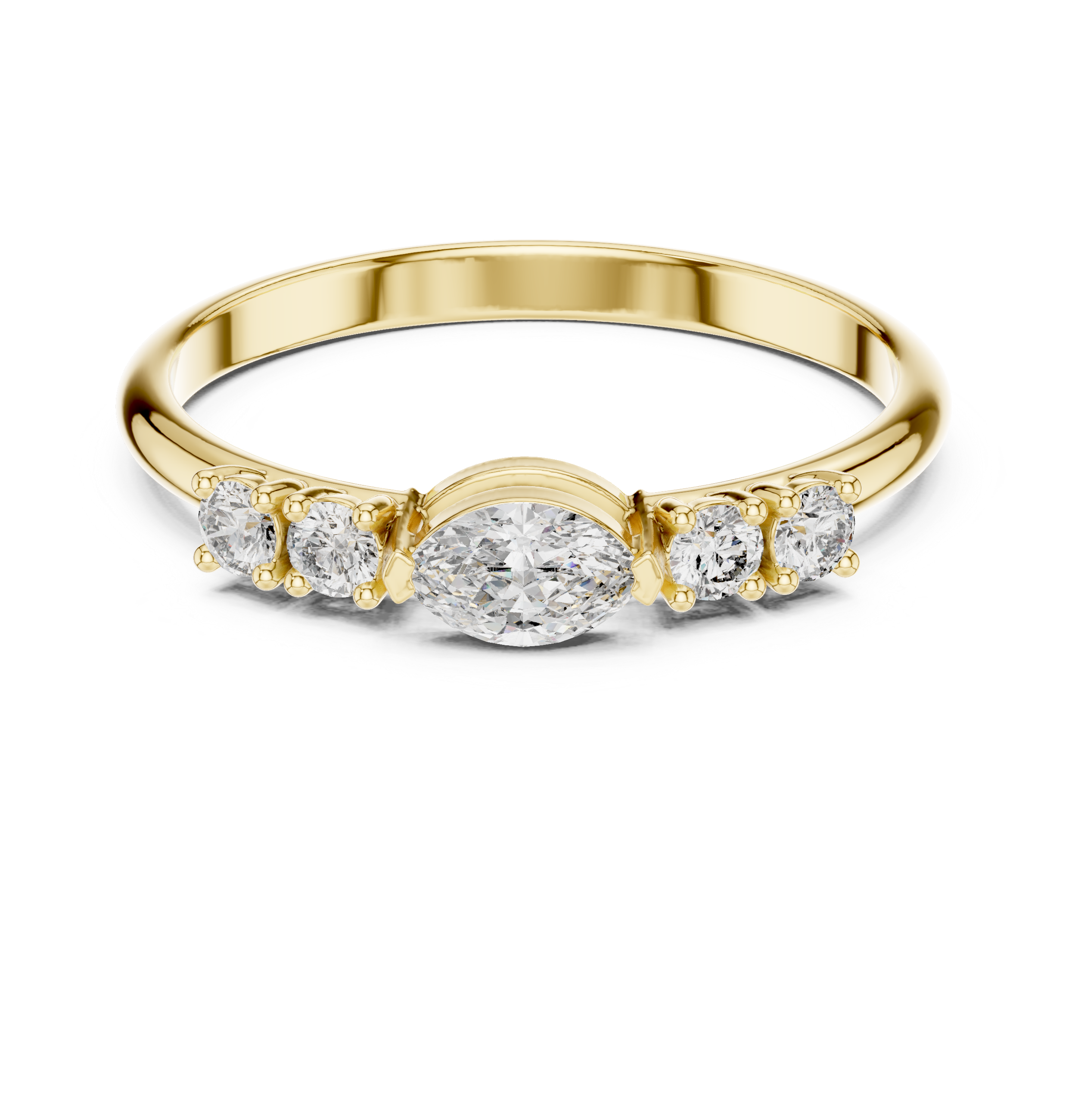 0.29 CT Marquise Cut Diamond Five Stone Ring