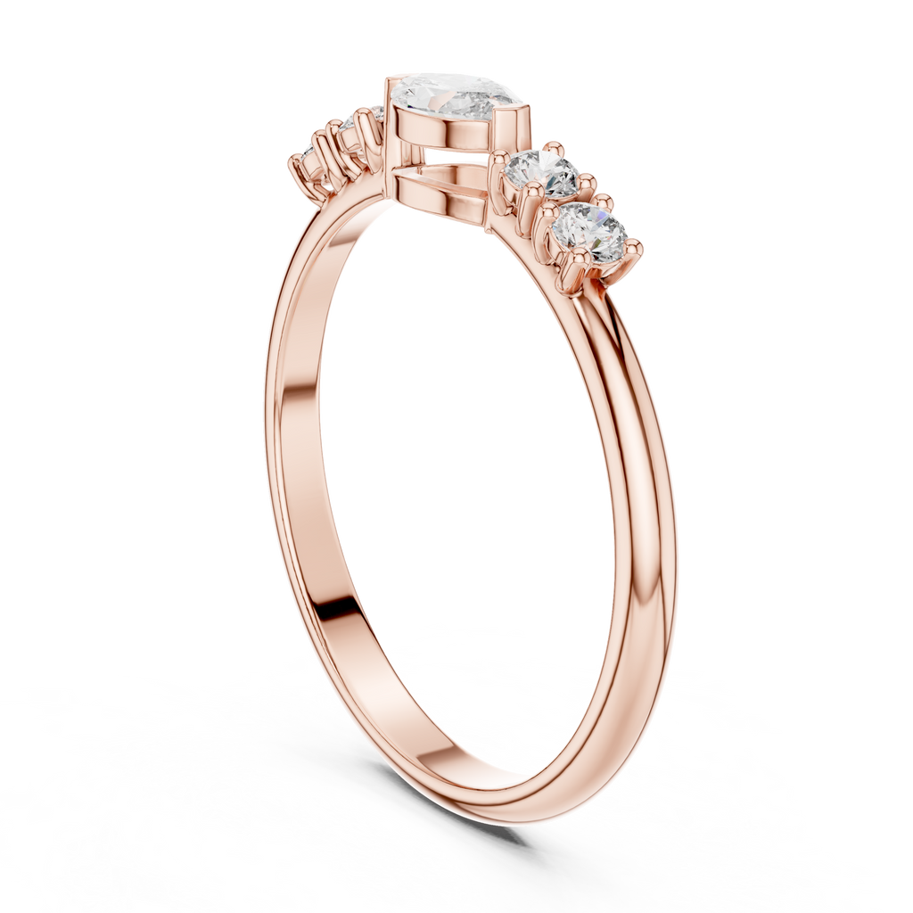 0.29 CT Marquise Cut Diamond Five Stone Ring