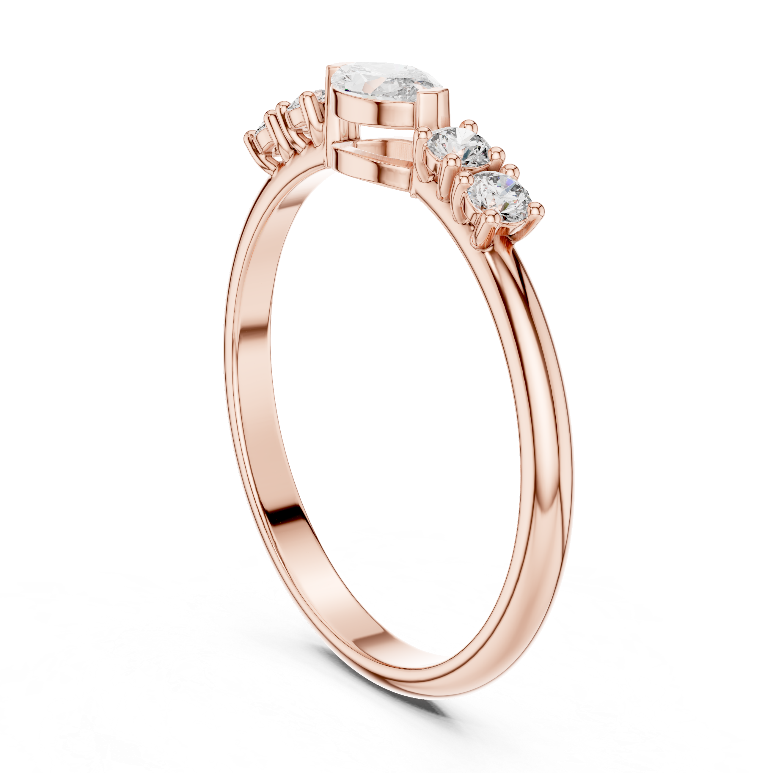 0.29 CT Marquise Cut Diamond Five Stone Ring