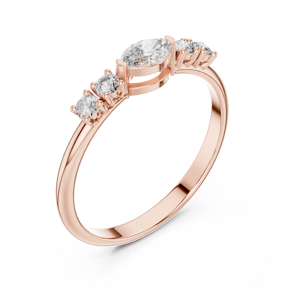 0.29 CT Marquise Cut Diamond Five Stone Ring