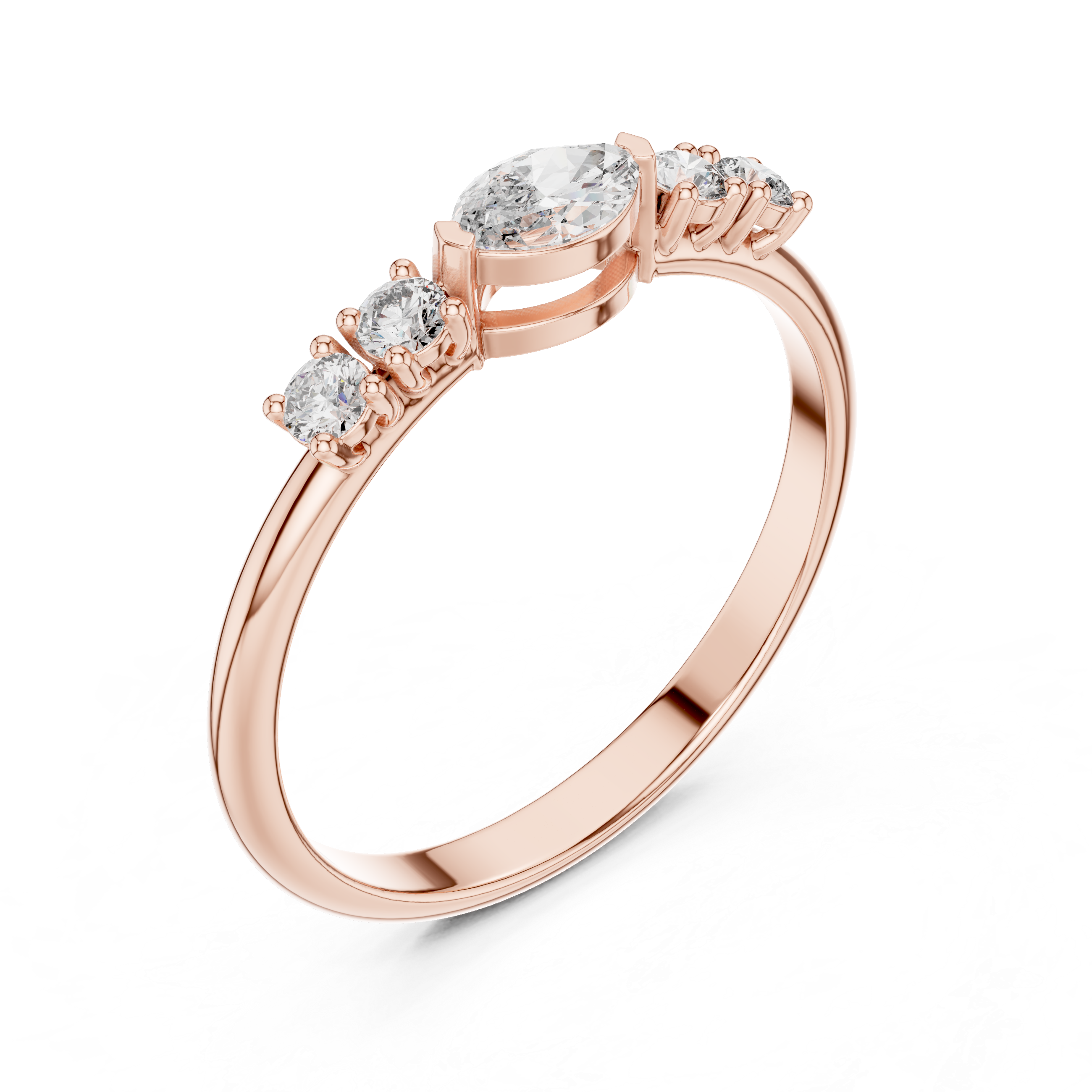 0.29 CT Marquise Cut Diamond Five Stone Ring