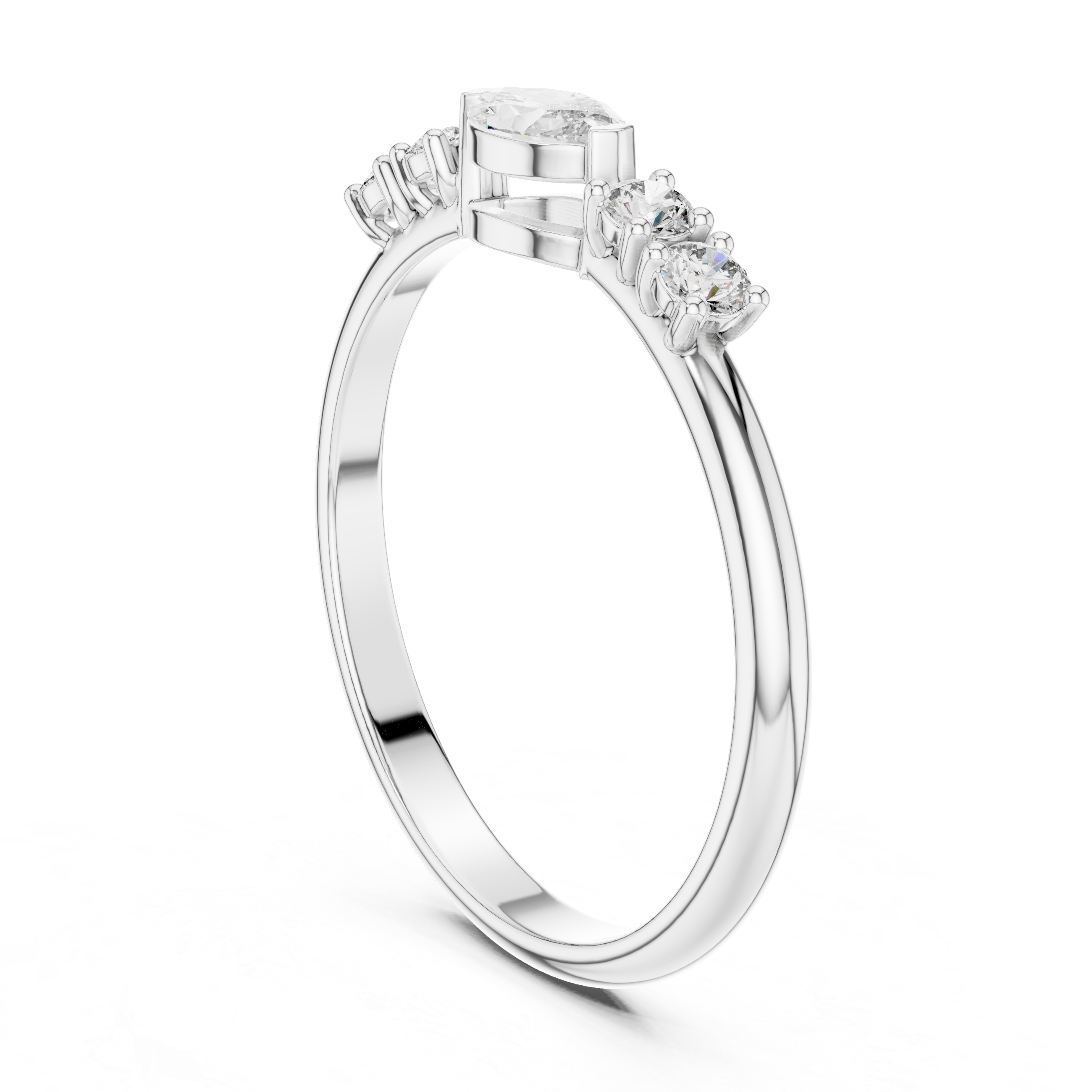 0.29 CT Marquise Cut Diamond Five Stone Ring