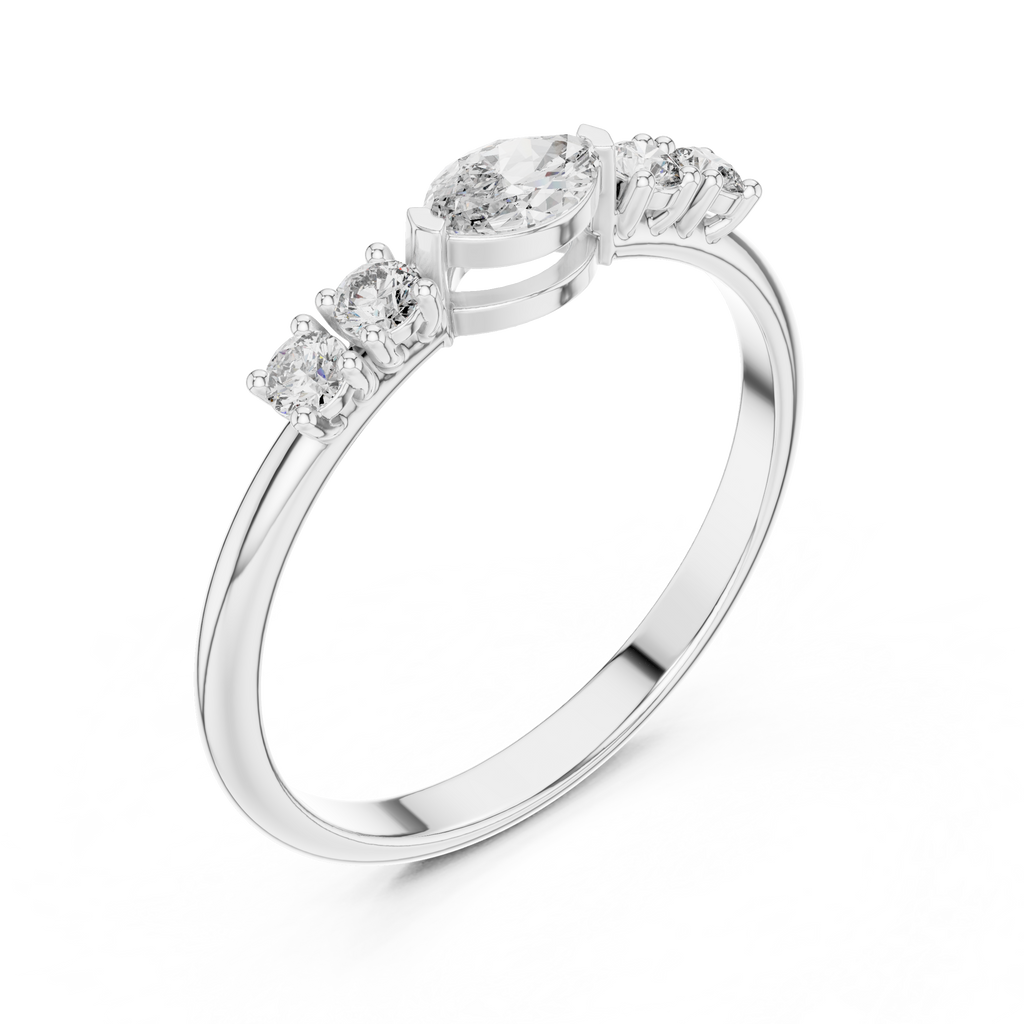0.29 CT Marquise Cut Diamond Five Stone Ring