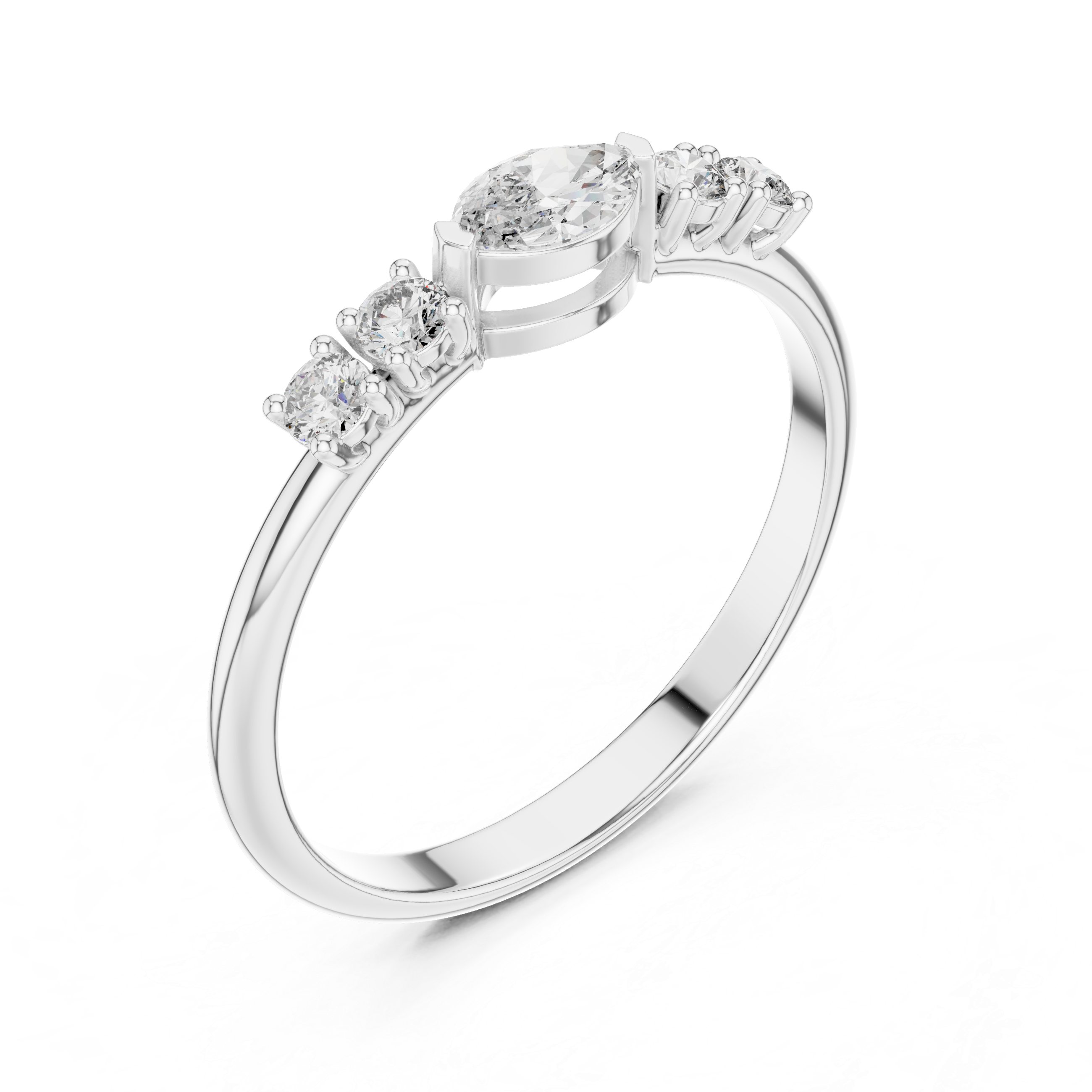 0.29 CT Marquise Cut Diamond Five Stone Ring