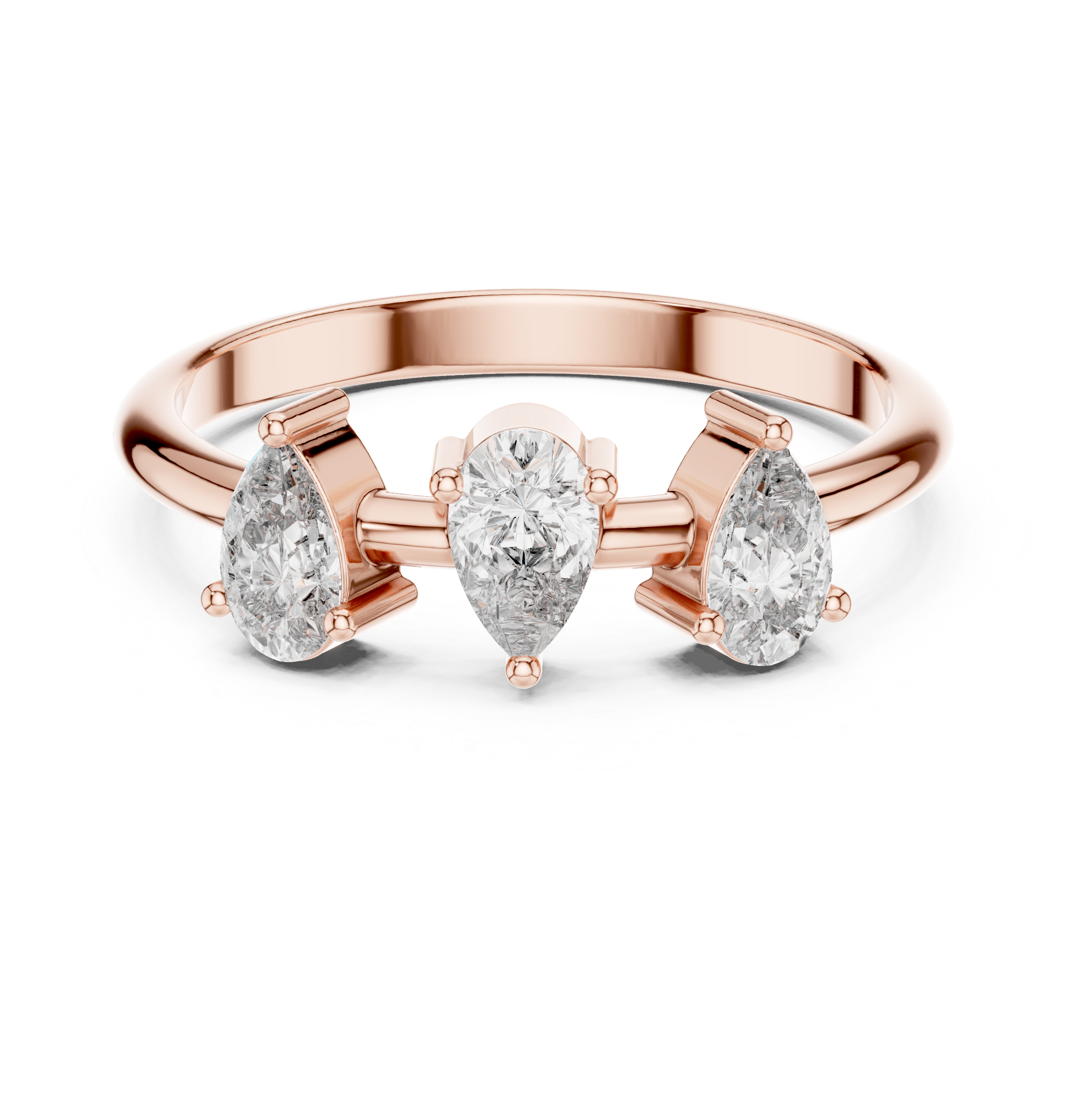 0.50 CT Three Stone Pear Cut Diamond Ring