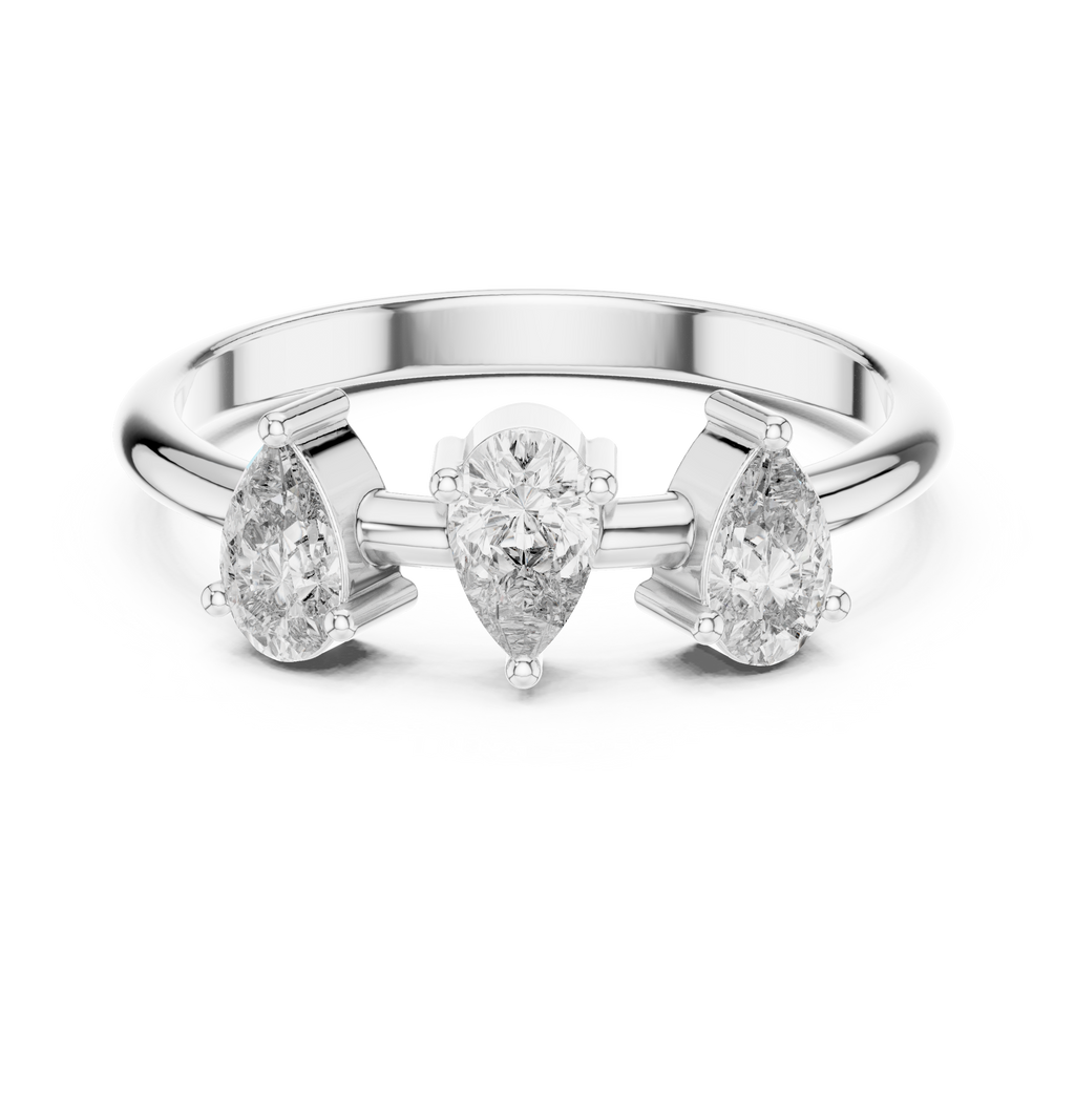 0.50 CT Three Stone Pear Cut Diamond Ring