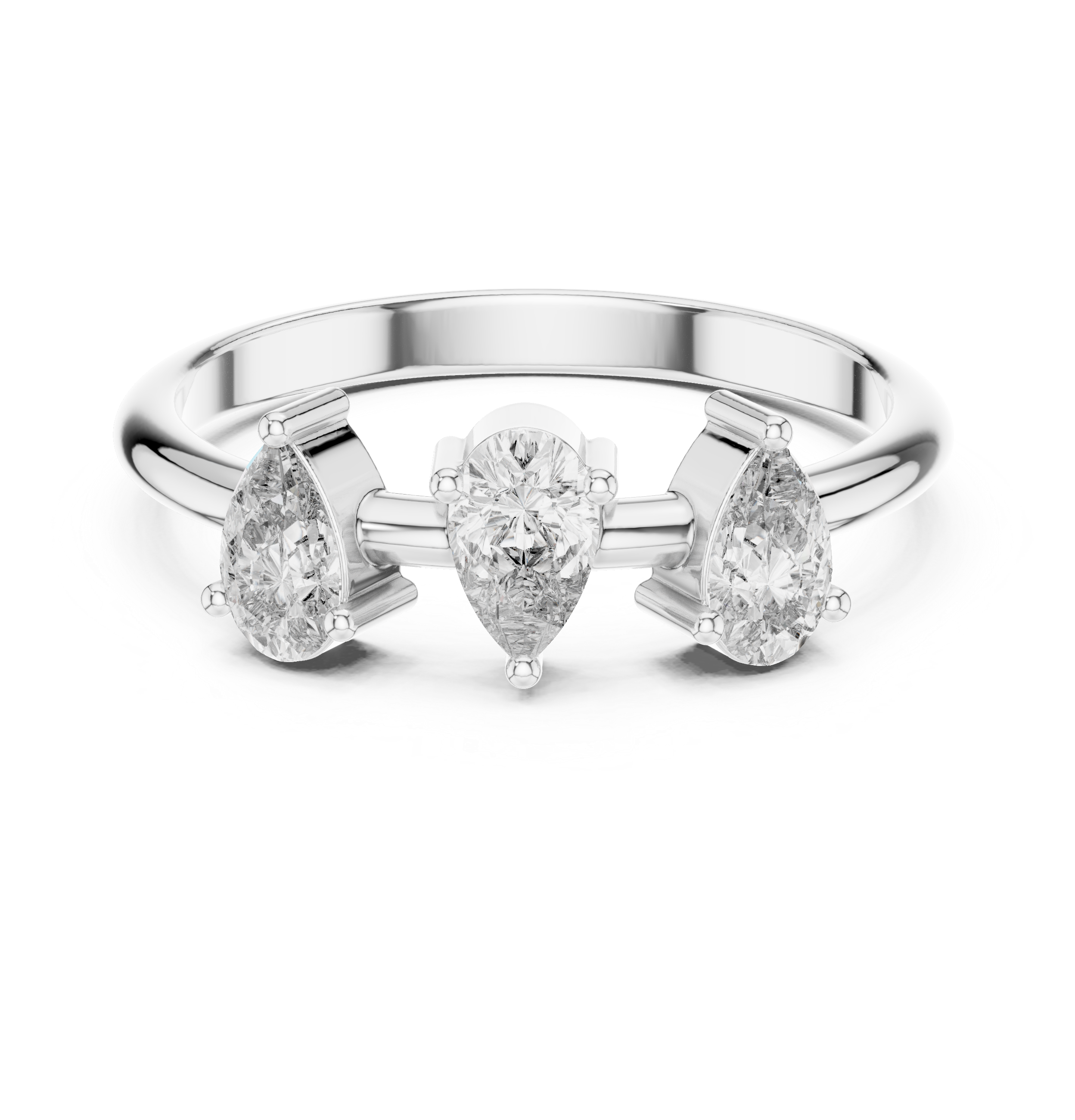 0.50 CT Three Stone Pear Cut Diamond Ring