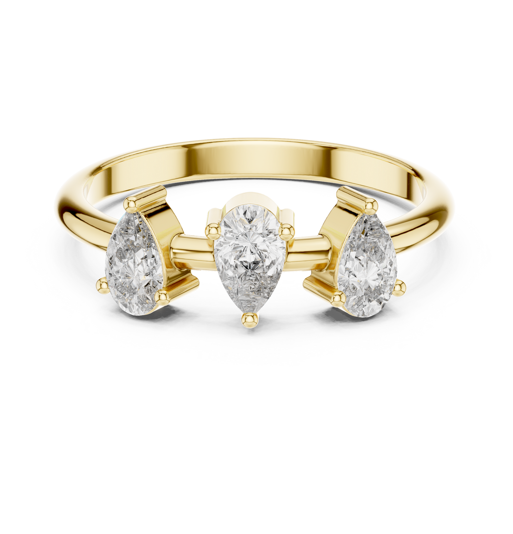 0.50 CT Three Stone Pear Cut Diamond Ring