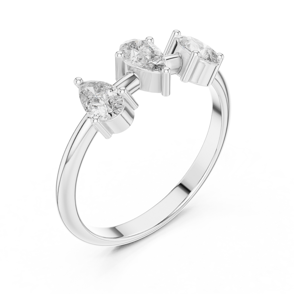 0.50 CT Three Stone Pear Cut Diamond Ring