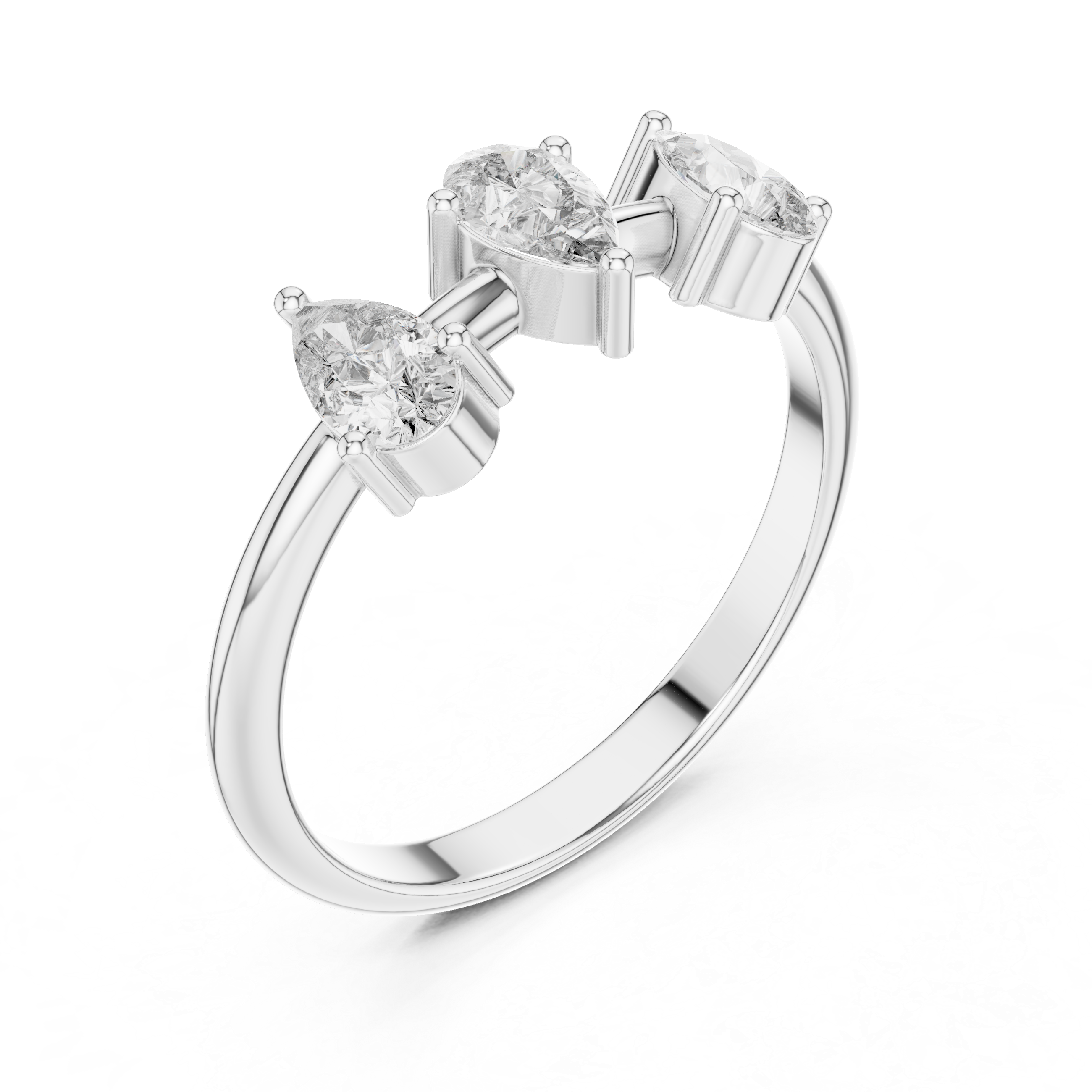 0.50 CT Three Stone Pear Cut Diamond Ring
