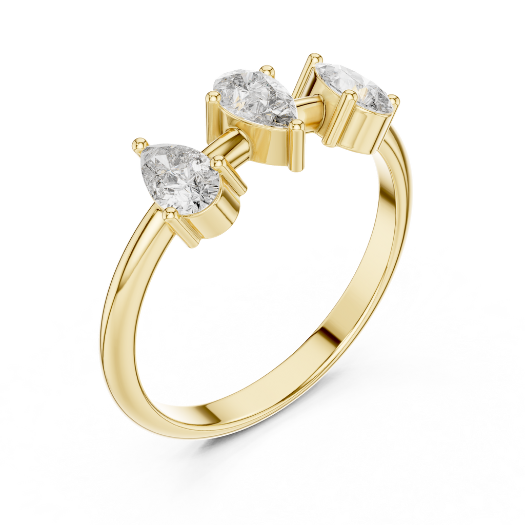 0.50 CT Three Stone Pear Cut Diamond Ring