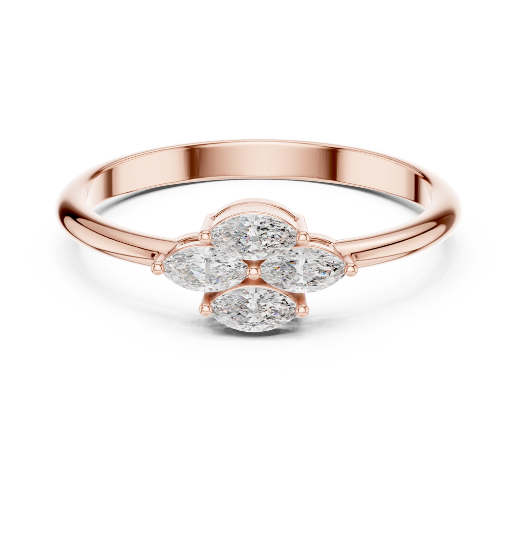 0.21 CT Marquise Cut Diamond Floral Cluster Ring