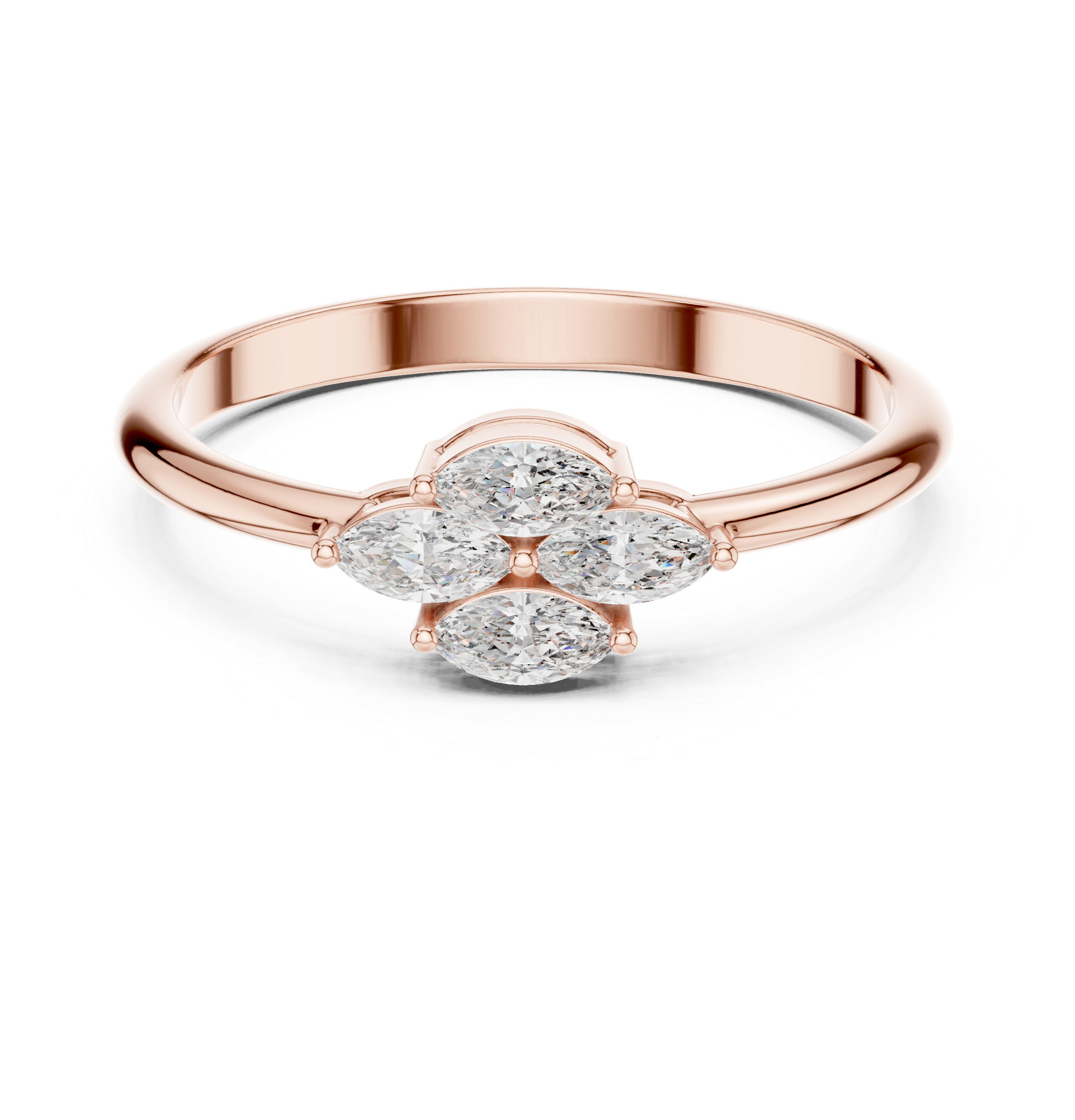 0.21 CT Marquise Cut Diamond Floral Cluster Ring