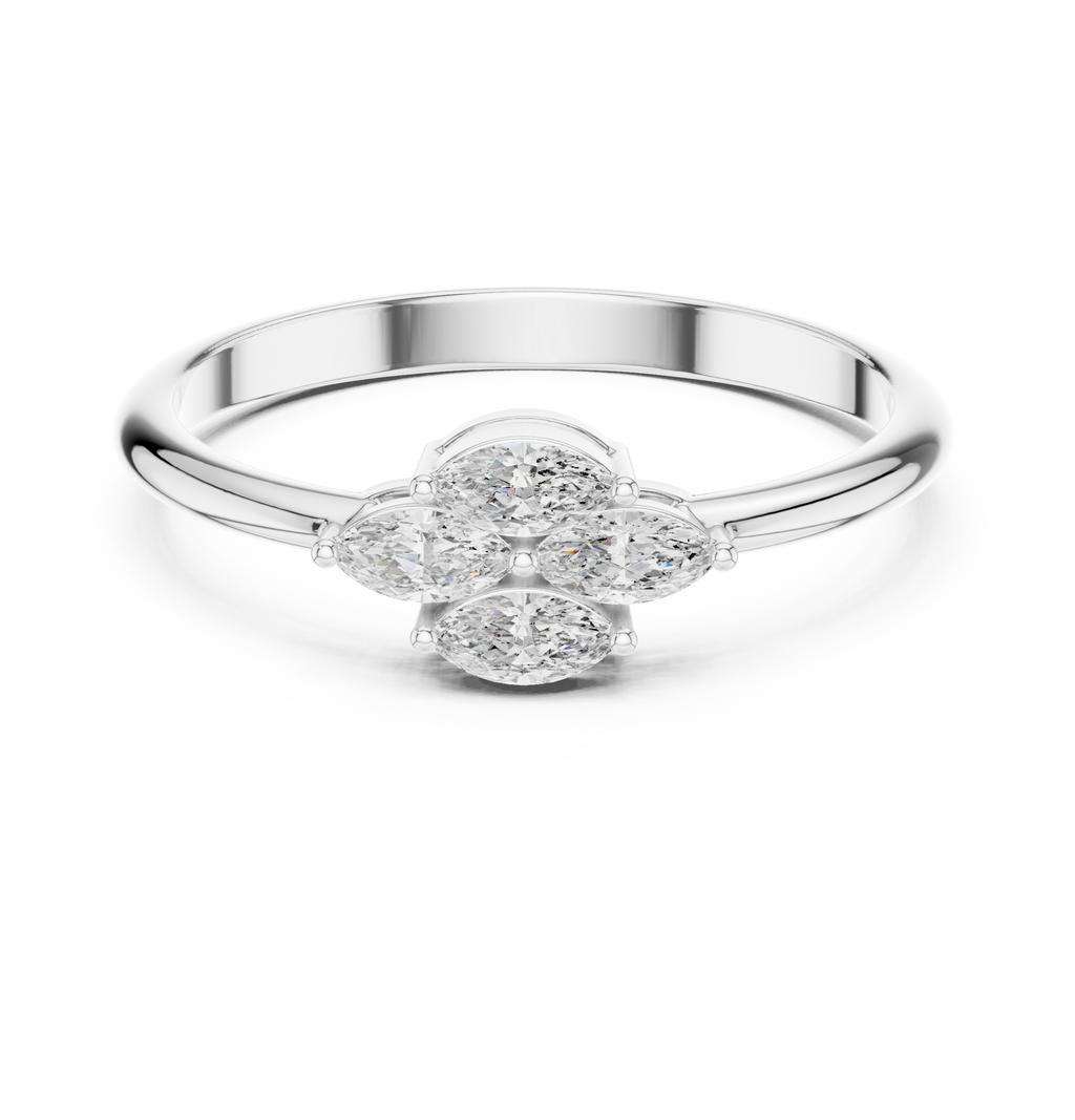 0.21 CT Marquise Cut Diamond Floral Cluster Ring