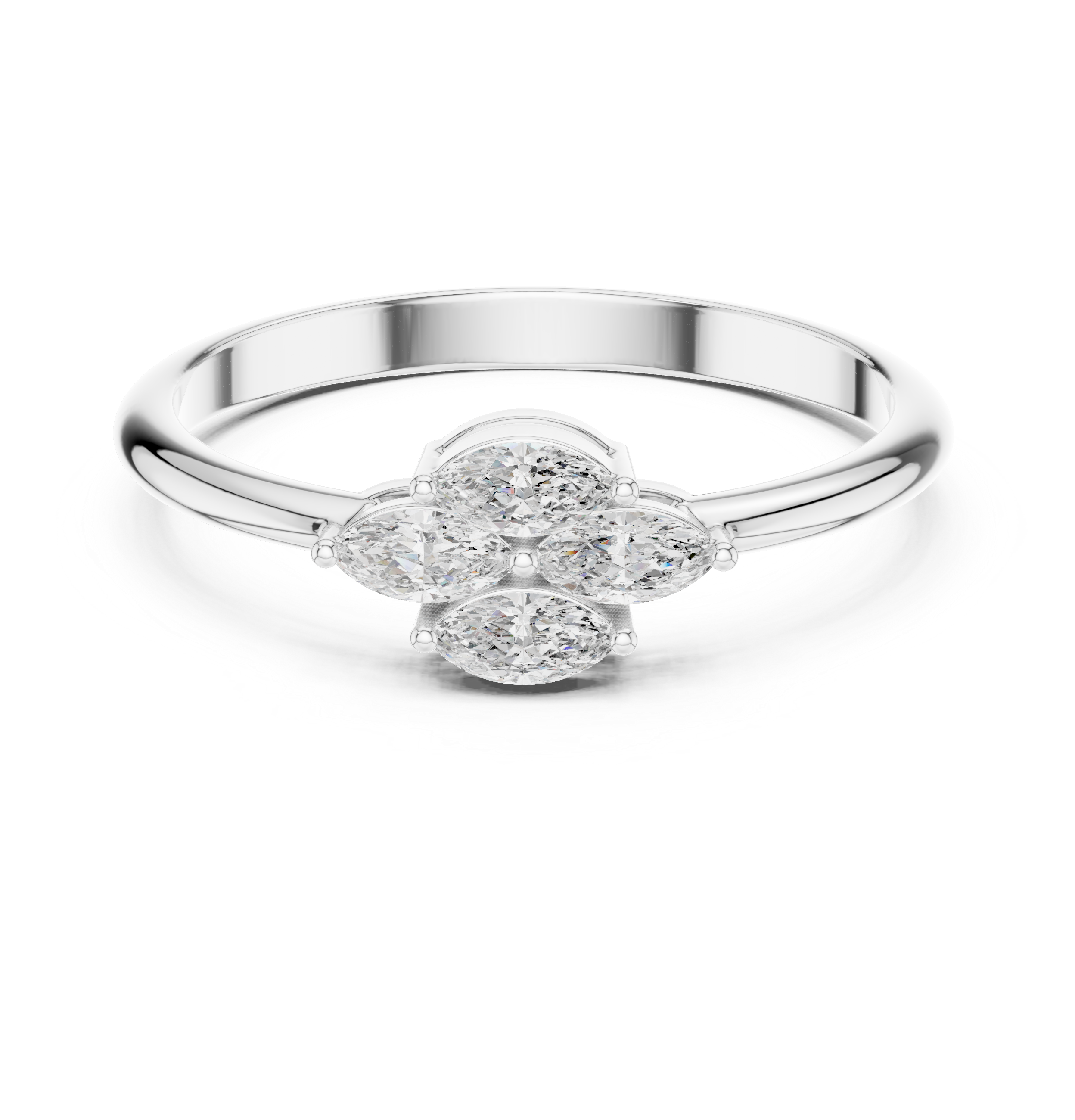 0.21 CT Marquise Cut Diamond Floral Cluster Ring