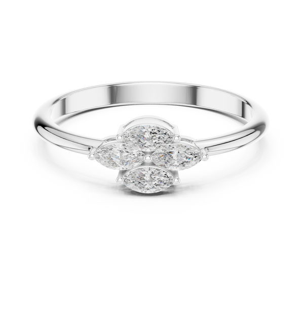 0.21 ct Marquise Cut Diamond Floral Cluster Ring