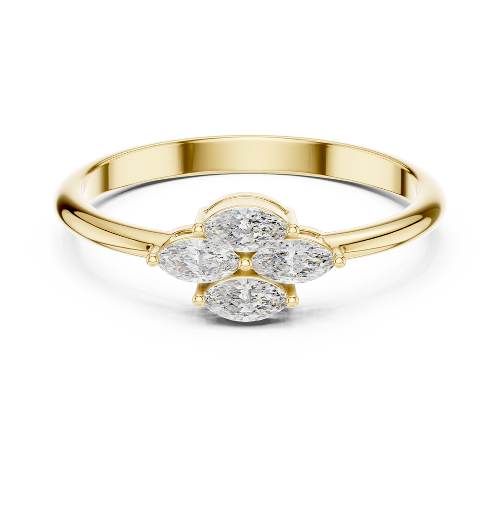 0.21 CT Marquise Cut Diamond Floral Cluster Ring
