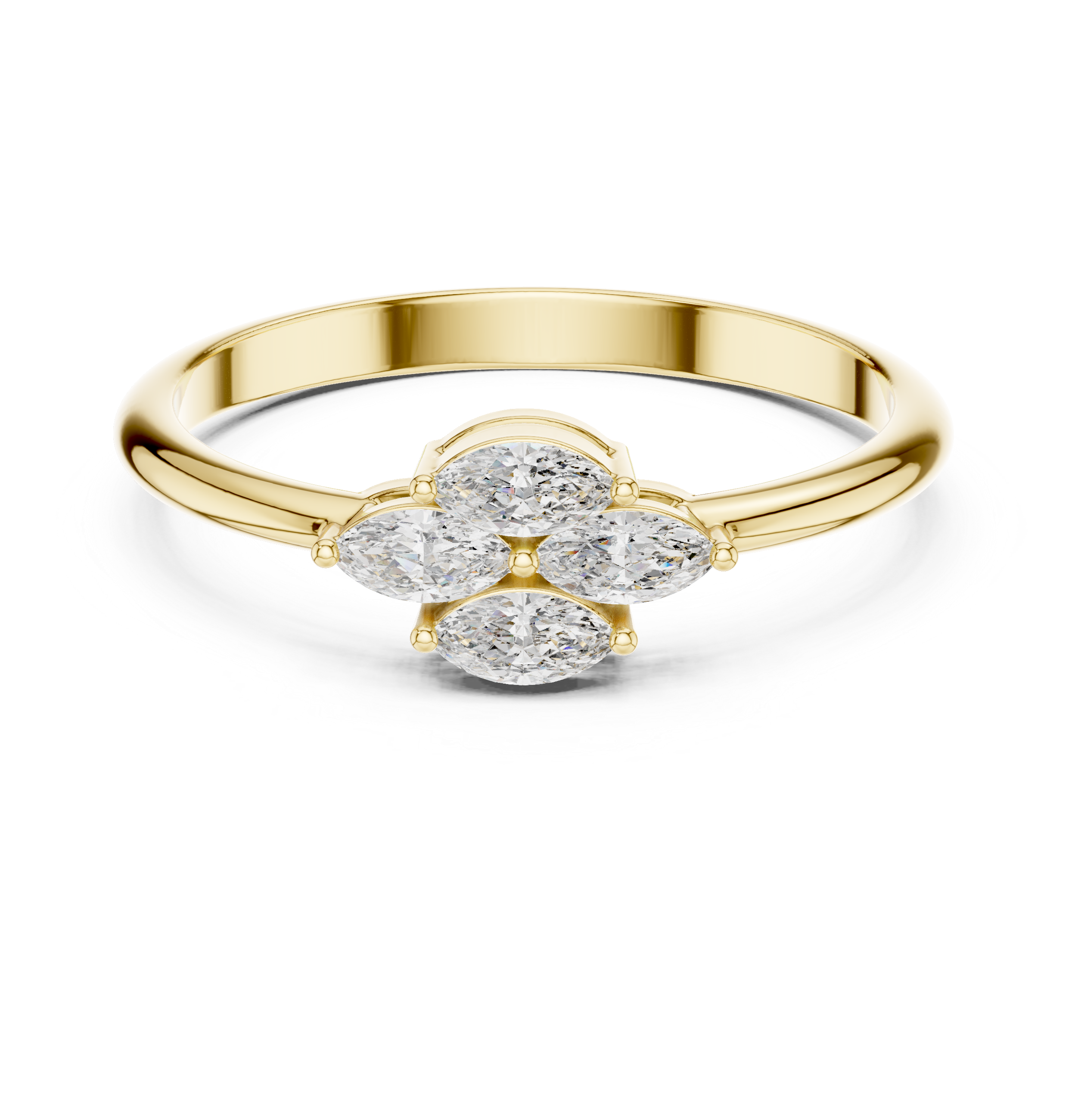 0.21 CT Marquise Cut Diamond Floral Cluster Ring