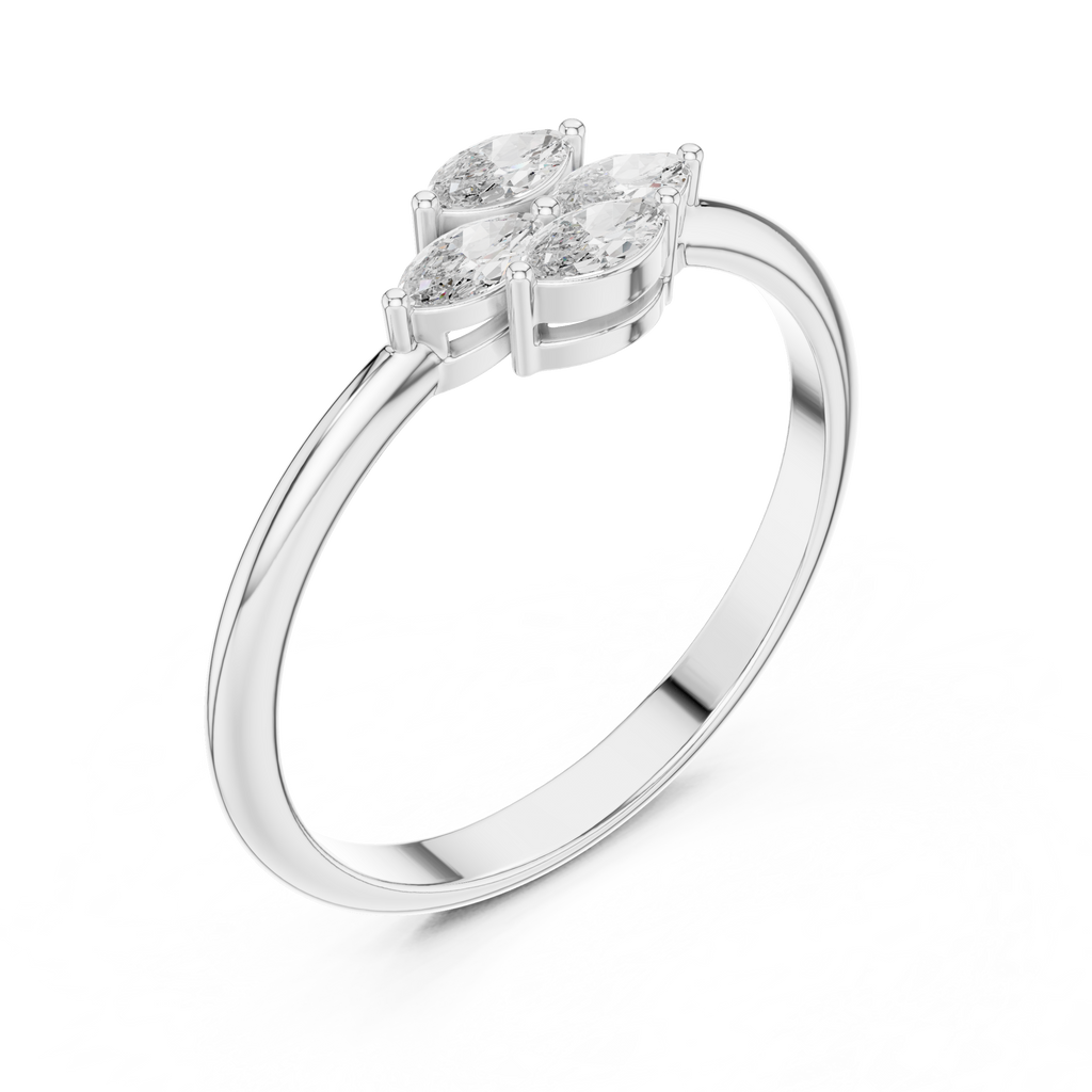 0.21 CT Marquise Cut Diamond Floral Cluster Ring