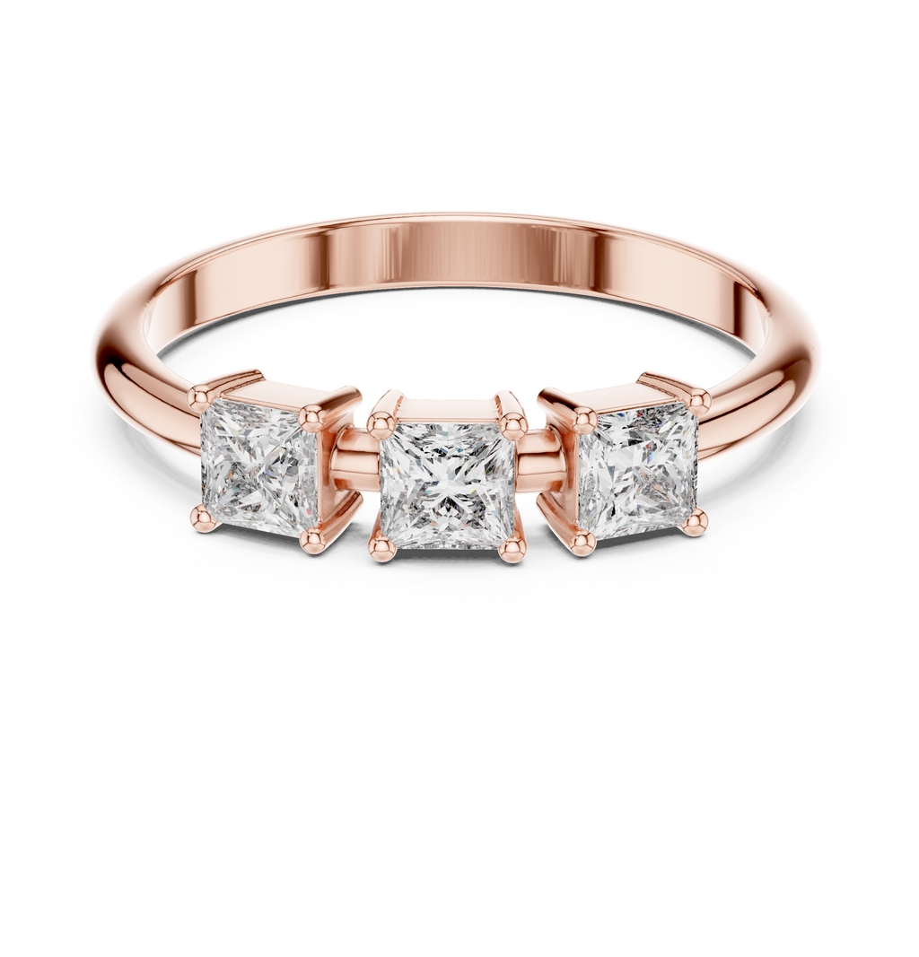 0.51 CT Three Stone Princess Cut Diamond Ring