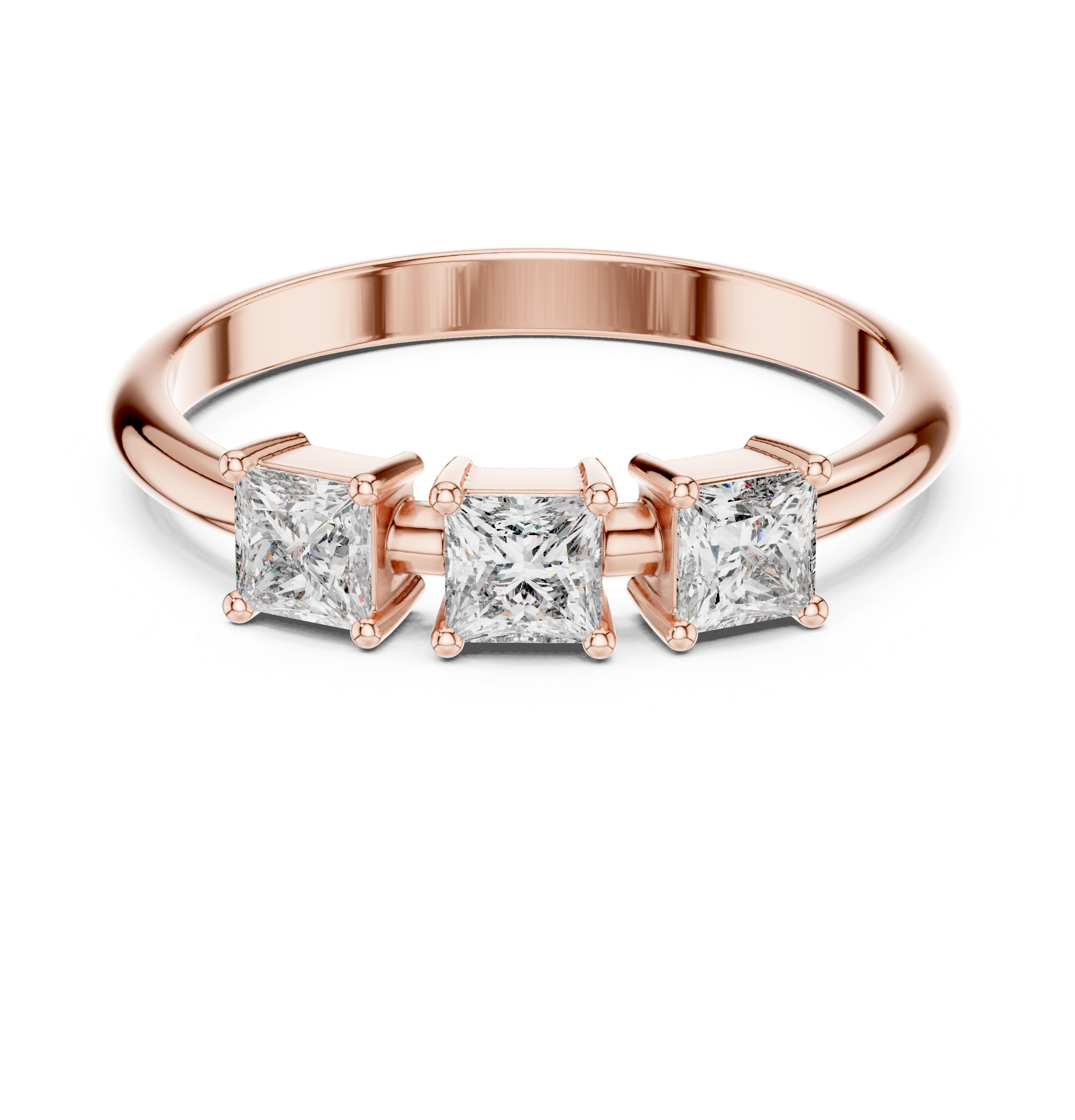 0.51 CT Three Stone Princess Cut Diamond Ring
