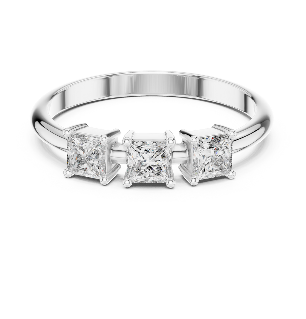 0.51 CT Three Stone Princess Cut Diamond Ring