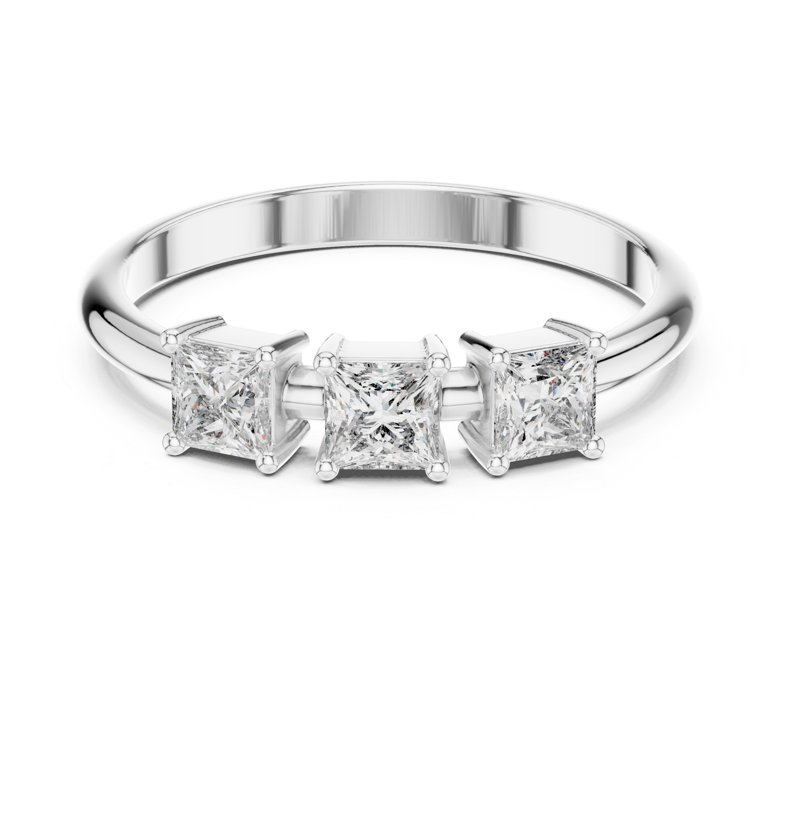 0.51 CT Three Stone Princess Cut Diamond Ring