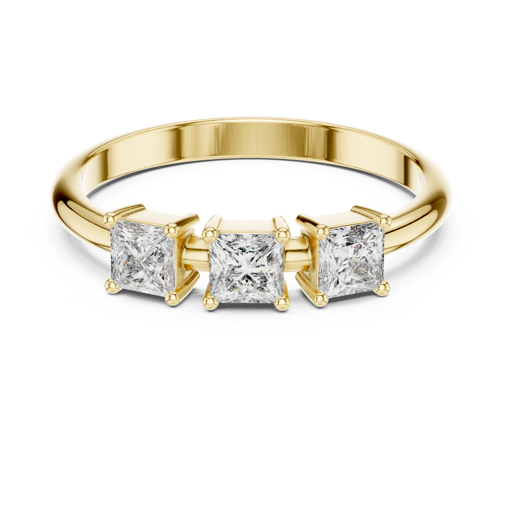 0.51 CT Three Stone Princess Cut Diamond Ring