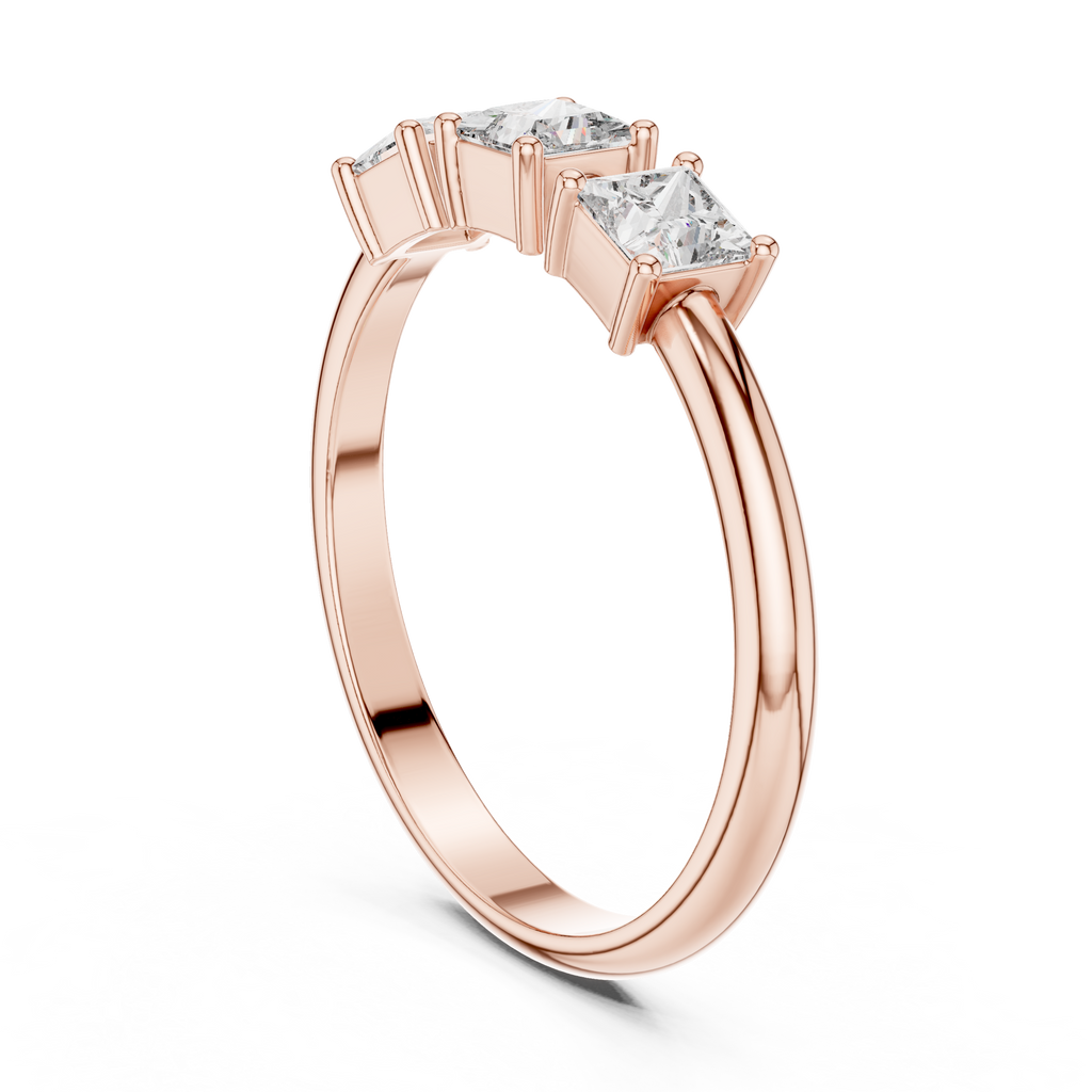 0.51 CT Three Stone Princess Cut Diamond Ring