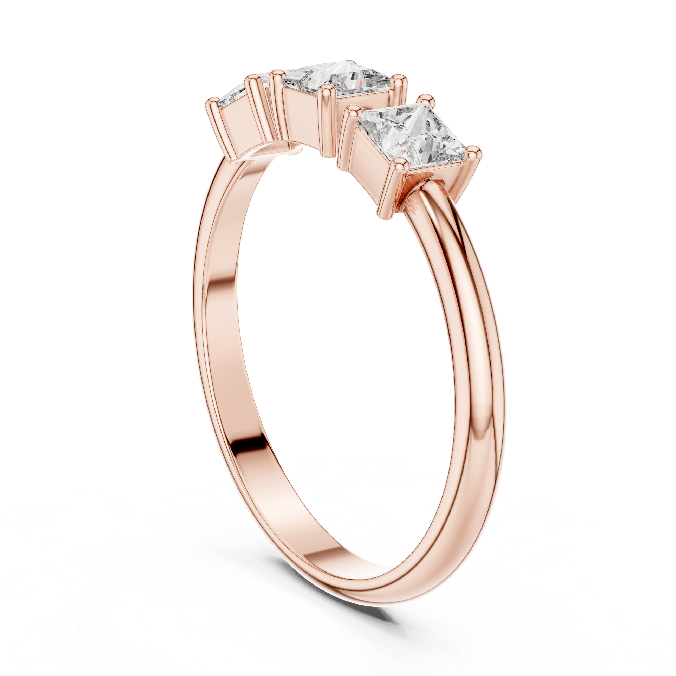 0.51 CT Three Stone Princess Cut Diamond Ring