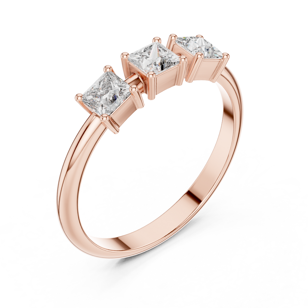 0.51 CT Three Stone Princess Cut Diamond Ring