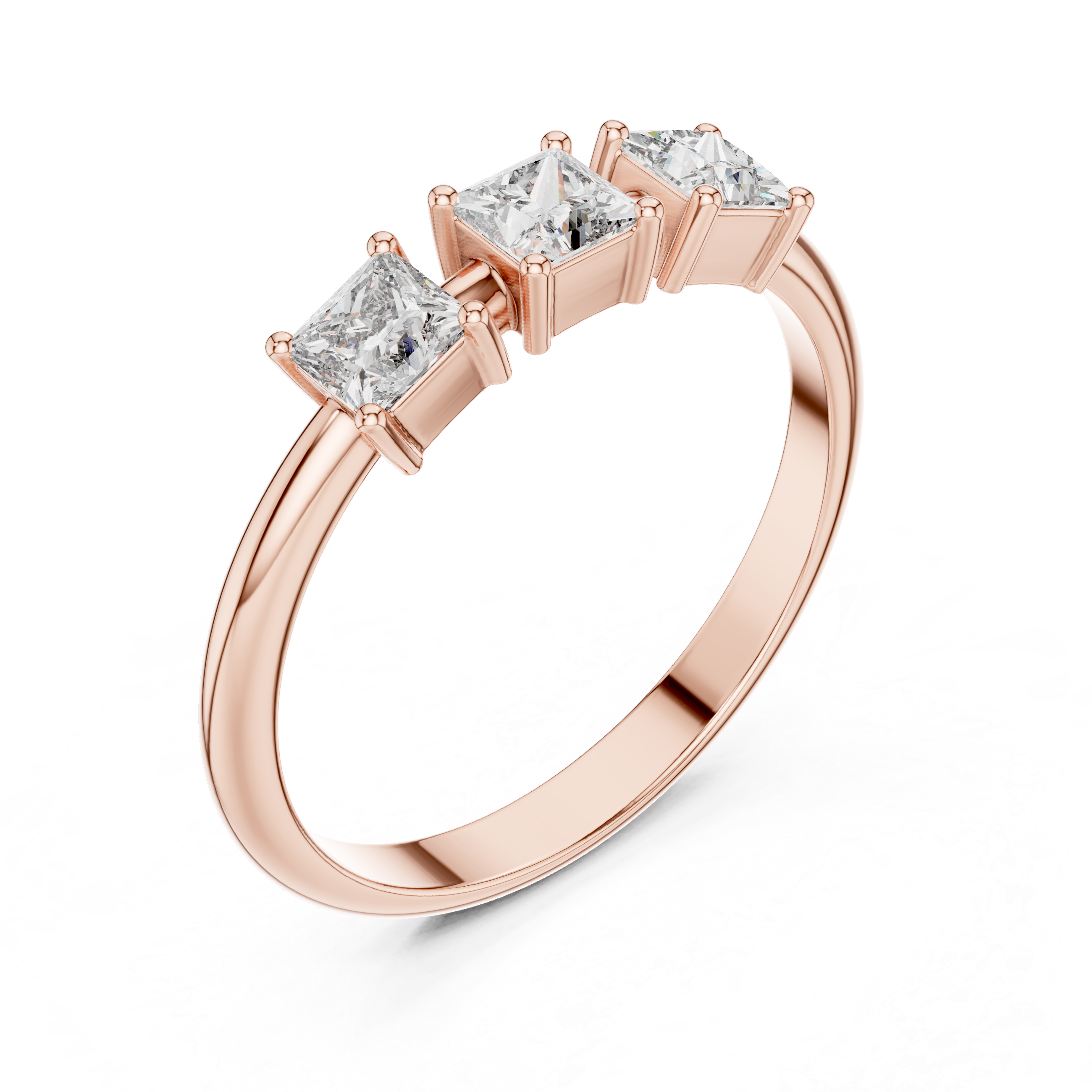 0.51 CT Three Stone Princess Cut Diamond Ring