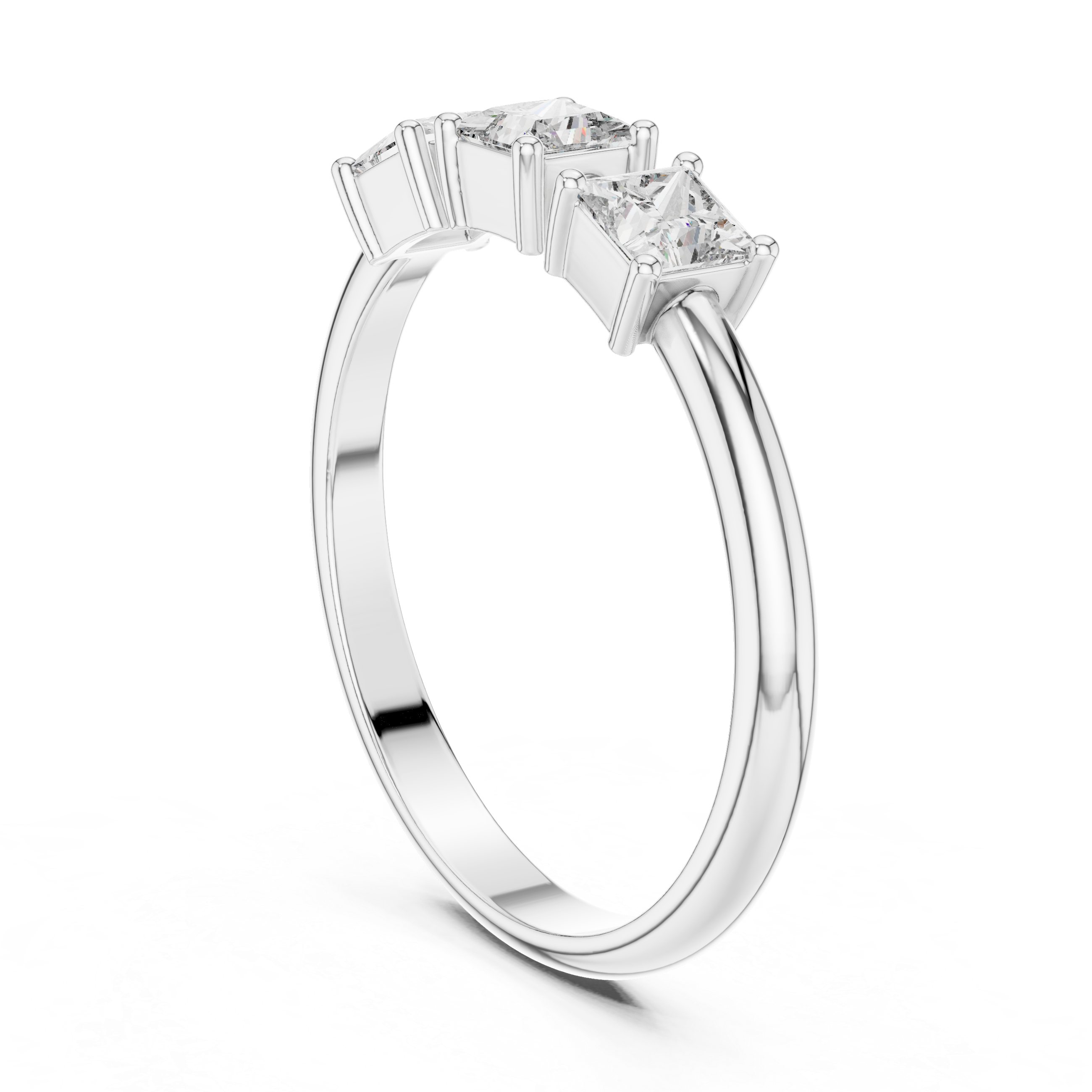 0.51 CT Three Stone Princess Cut Diamond Ring
