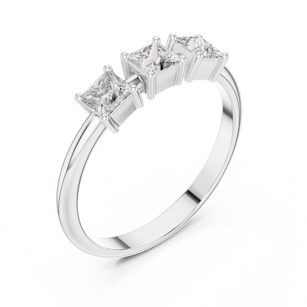 0.51 CT Three Stone Princess Cut Diamond Ring