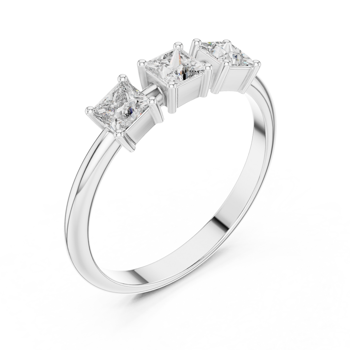 Three Stone Princess Cut Diamond Ring – view 3 of 12, lab grown diamond ring | Jewelix Atelier