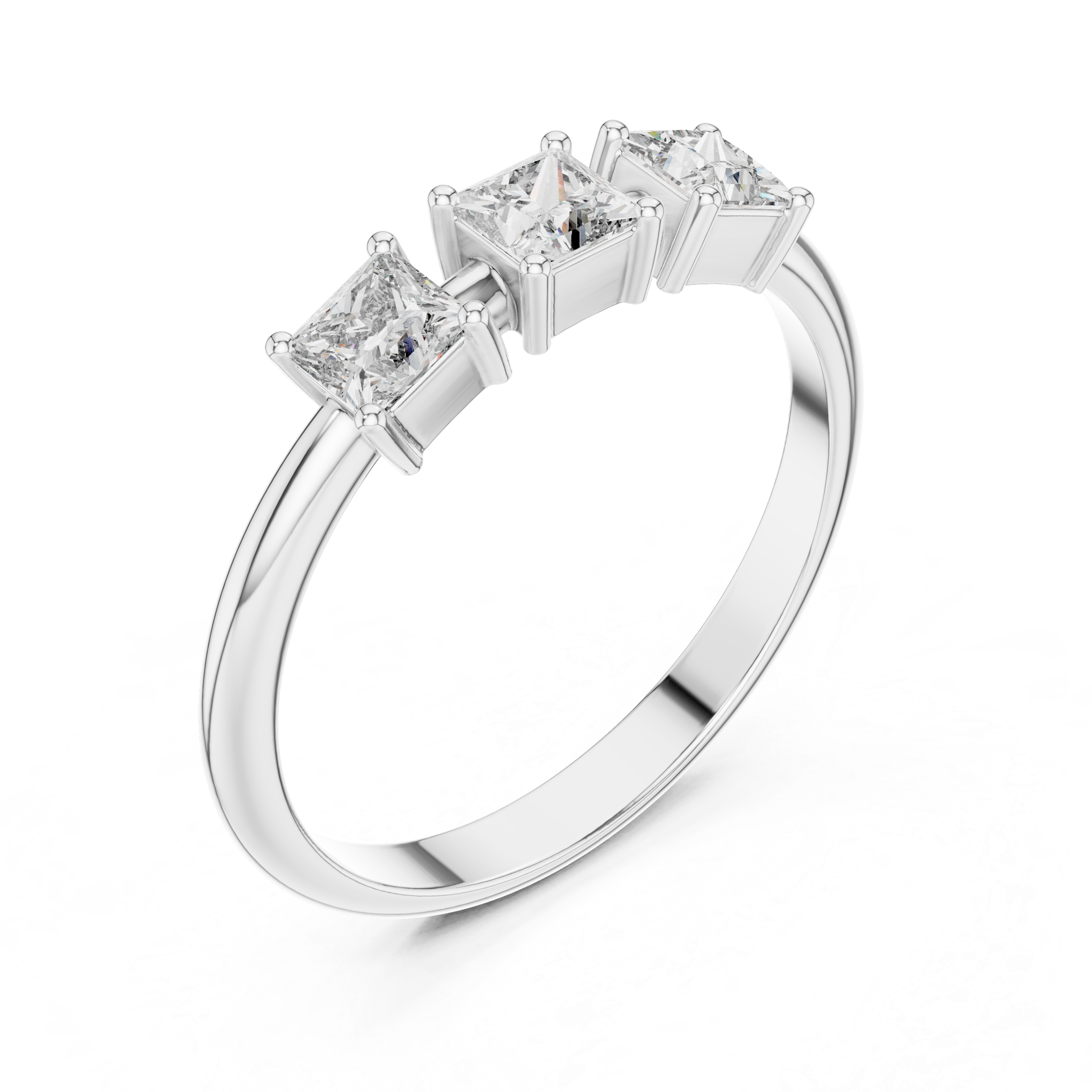 0.51 CT Three Stone Princess Cut Diamond Ring