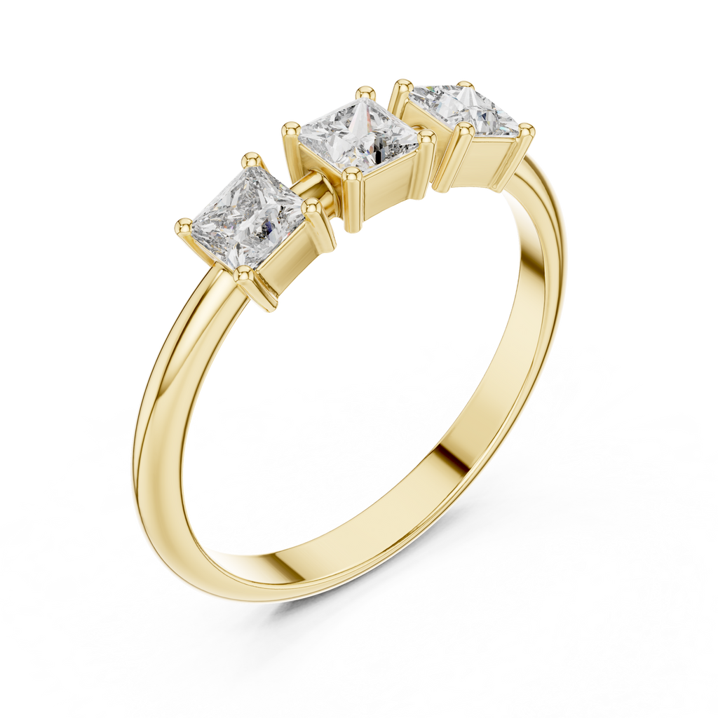 0.51 CT Three Stone Princess Cut Diamond Ring