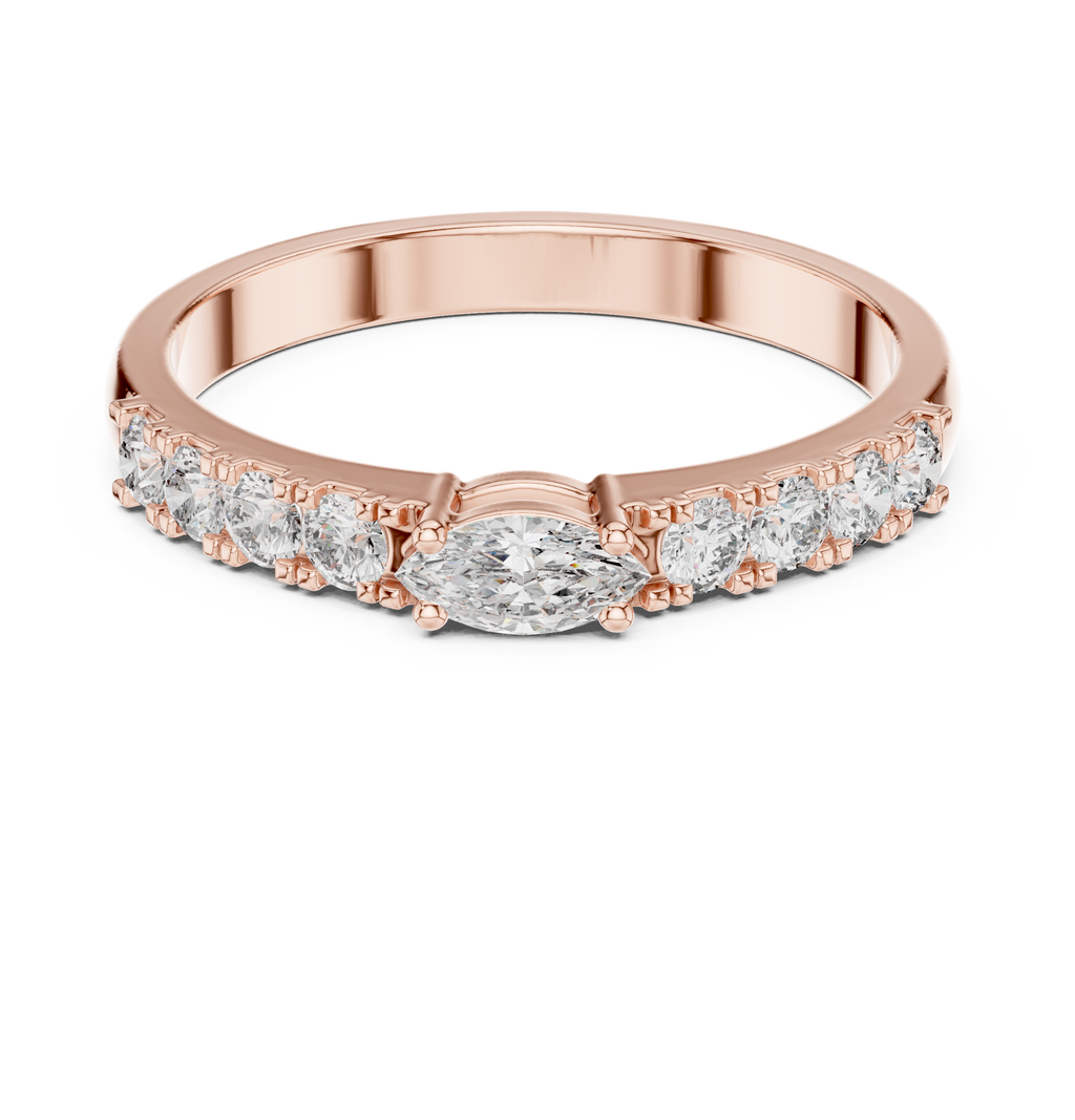 0.38 CT Marquise Cut Diamond Solitaire Ring with Side Diamonds