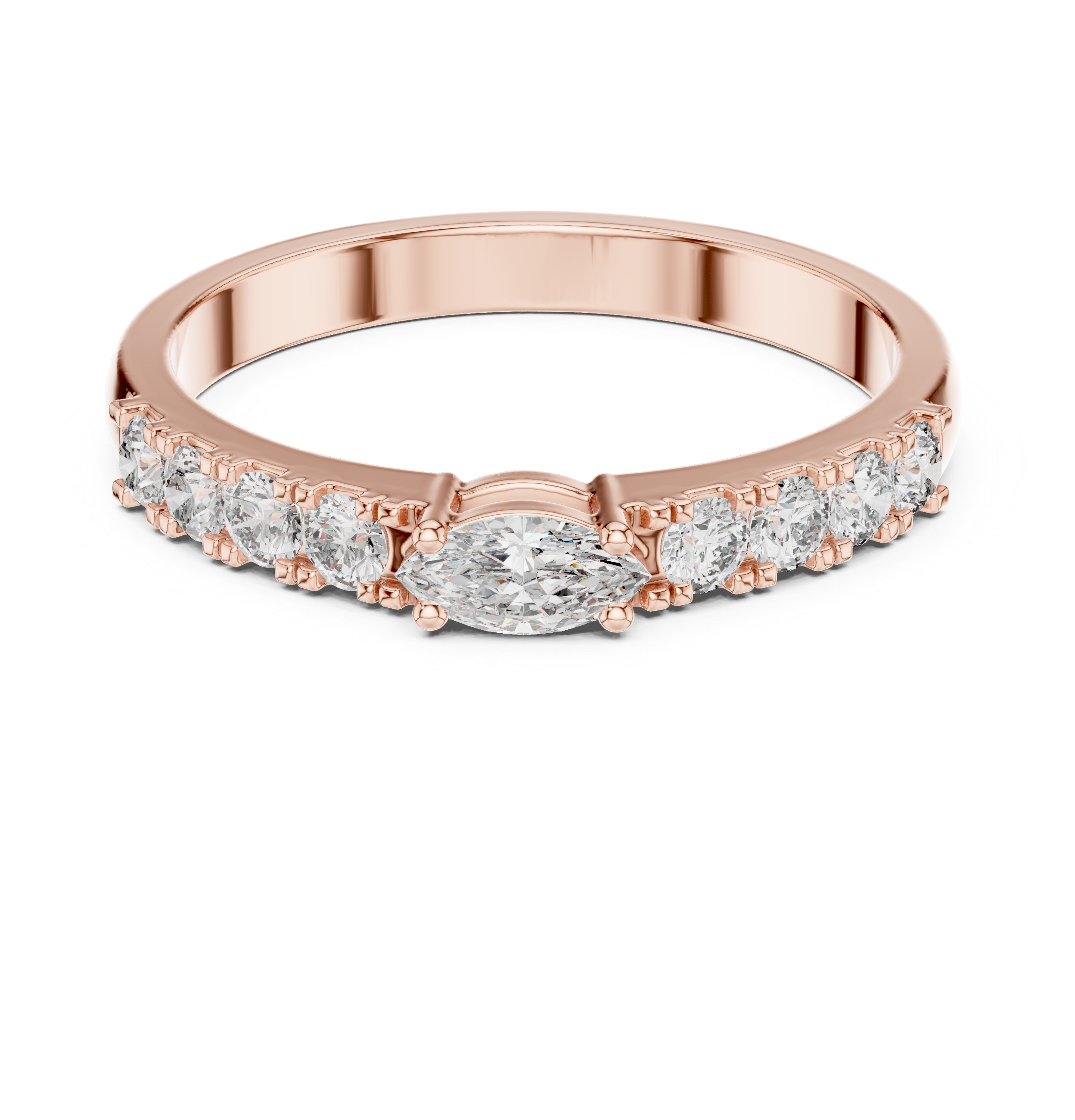 0.38 CT Marquise Cut Diamond Solitaire Ring with Side Diamonds