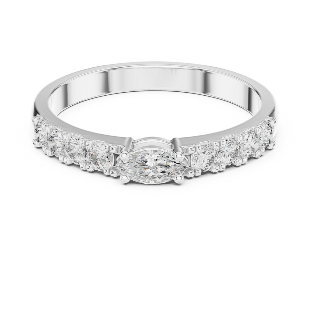 0.38 CT Marquise Cut Diamond Solitaire Ring with Side Diamonds