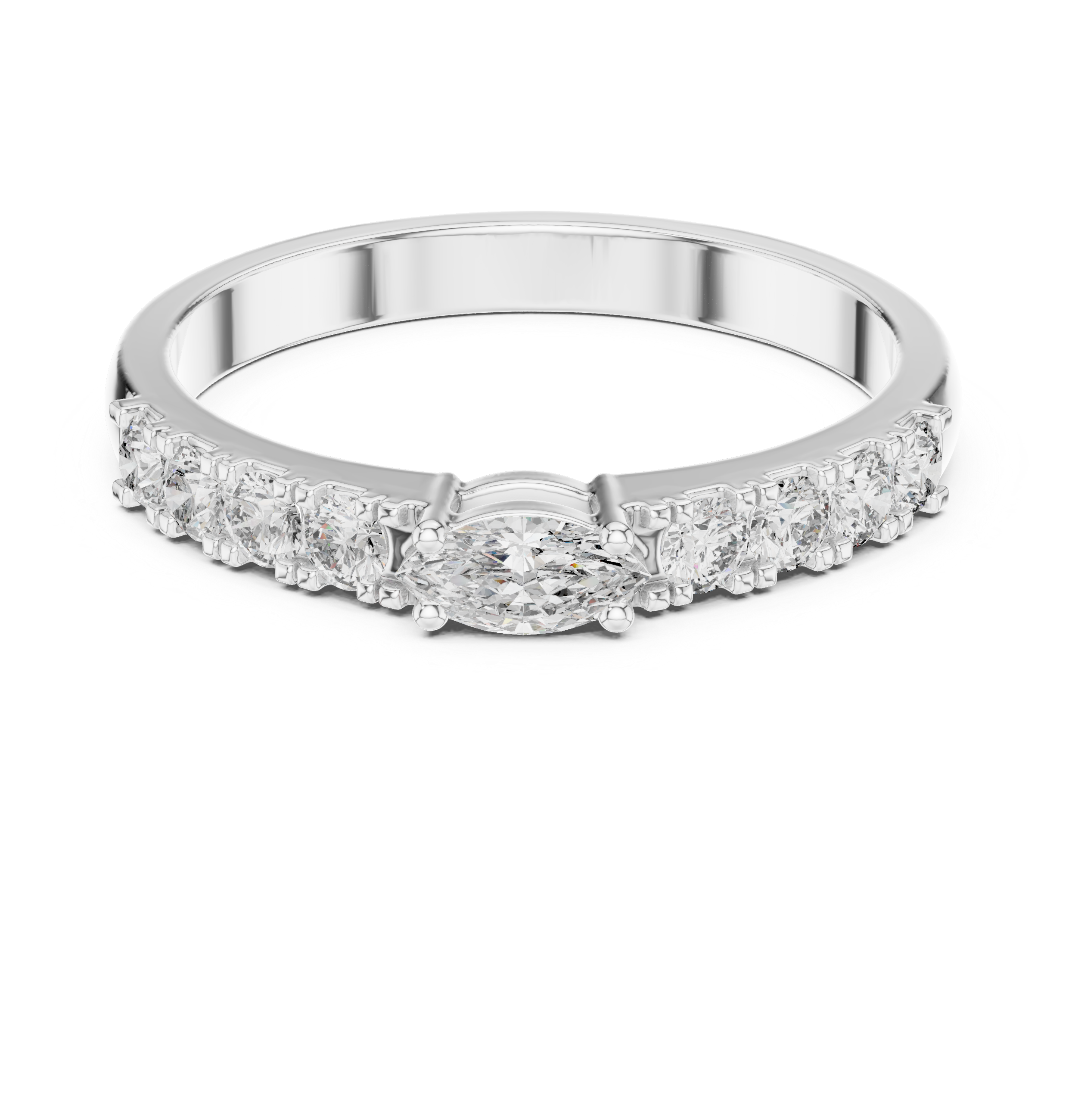 0.38 CT Marquise Cut Diamond Solitaire Ring with Side Diamonds