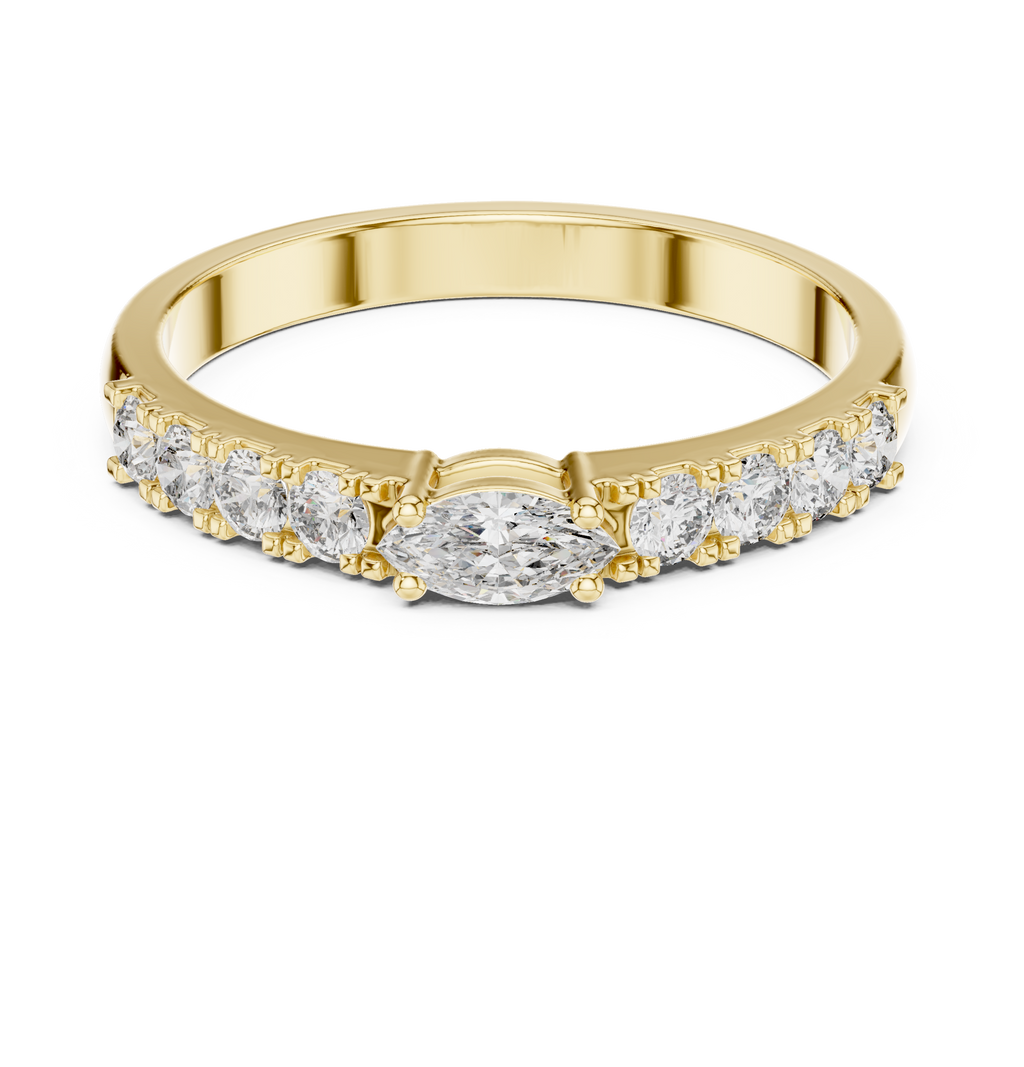0.38 CT Marquise Cut Diamond Solitaire Ring with Side Diamonds