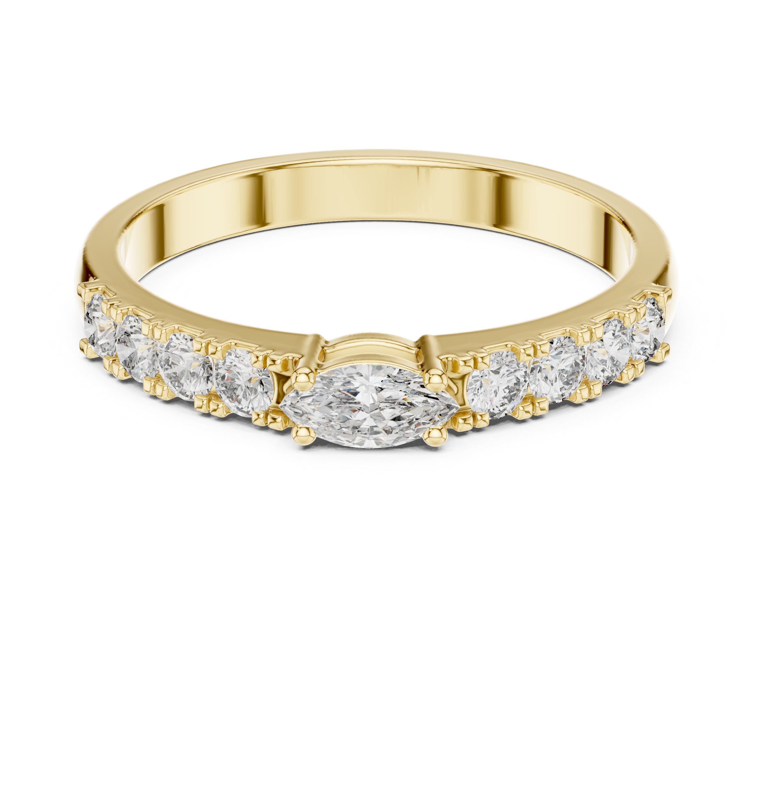 0.38 CT Marquise Cut Diamond Solitaire Ring with Side Diamonds