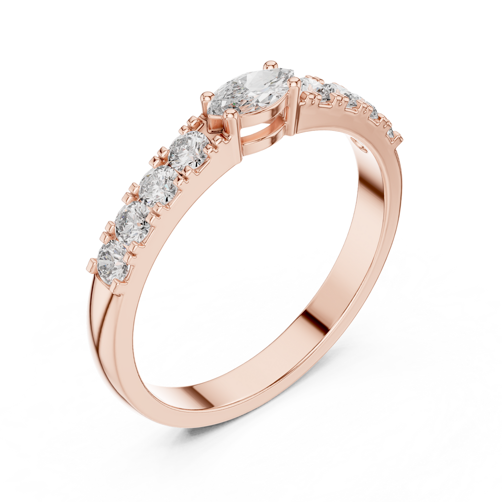 0.38 CT Marquise Cut Diamond Solitaire Ring with Side Diamonds