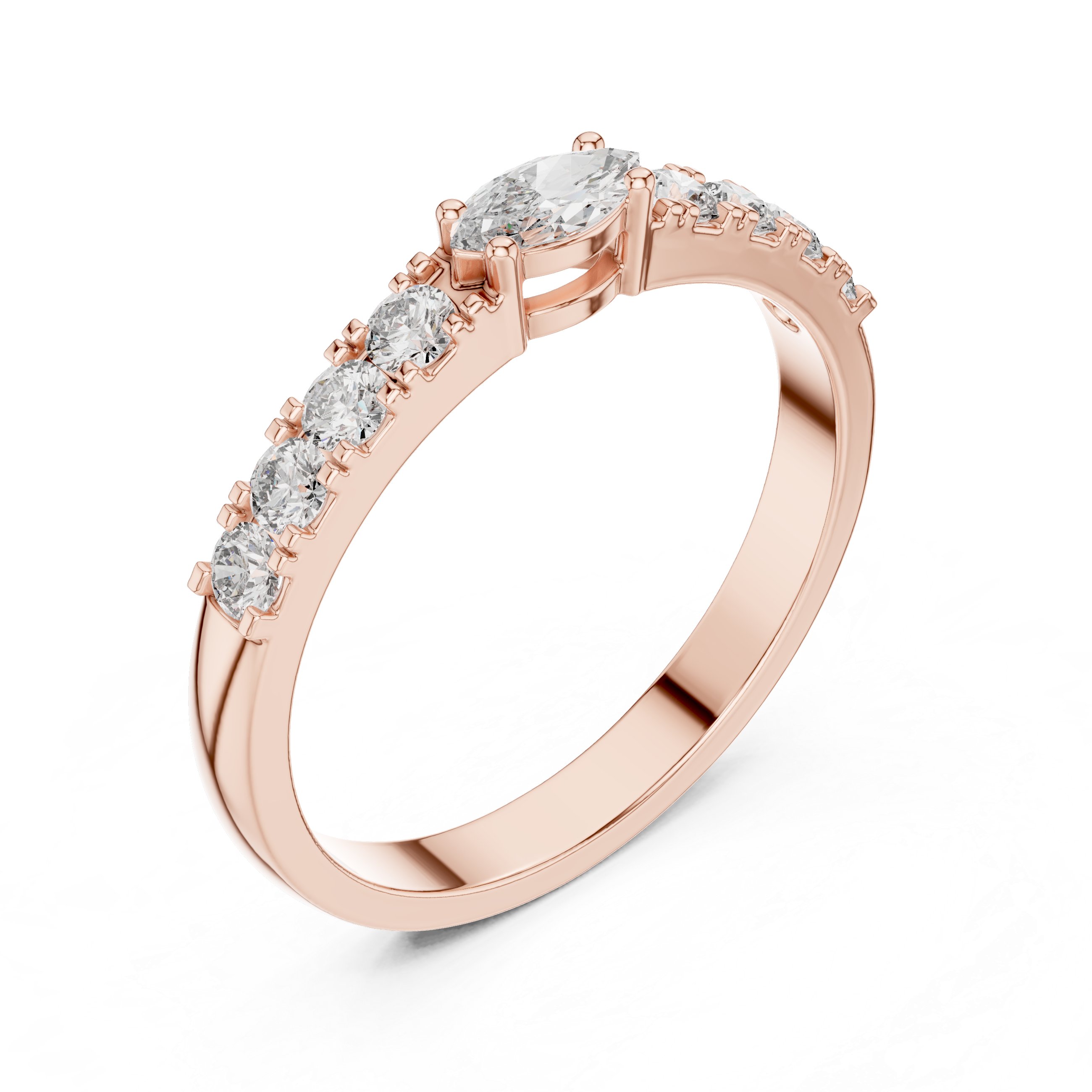 0.38 CT Marquise Cut Diamond Solitaire Ring with Side Diamonds