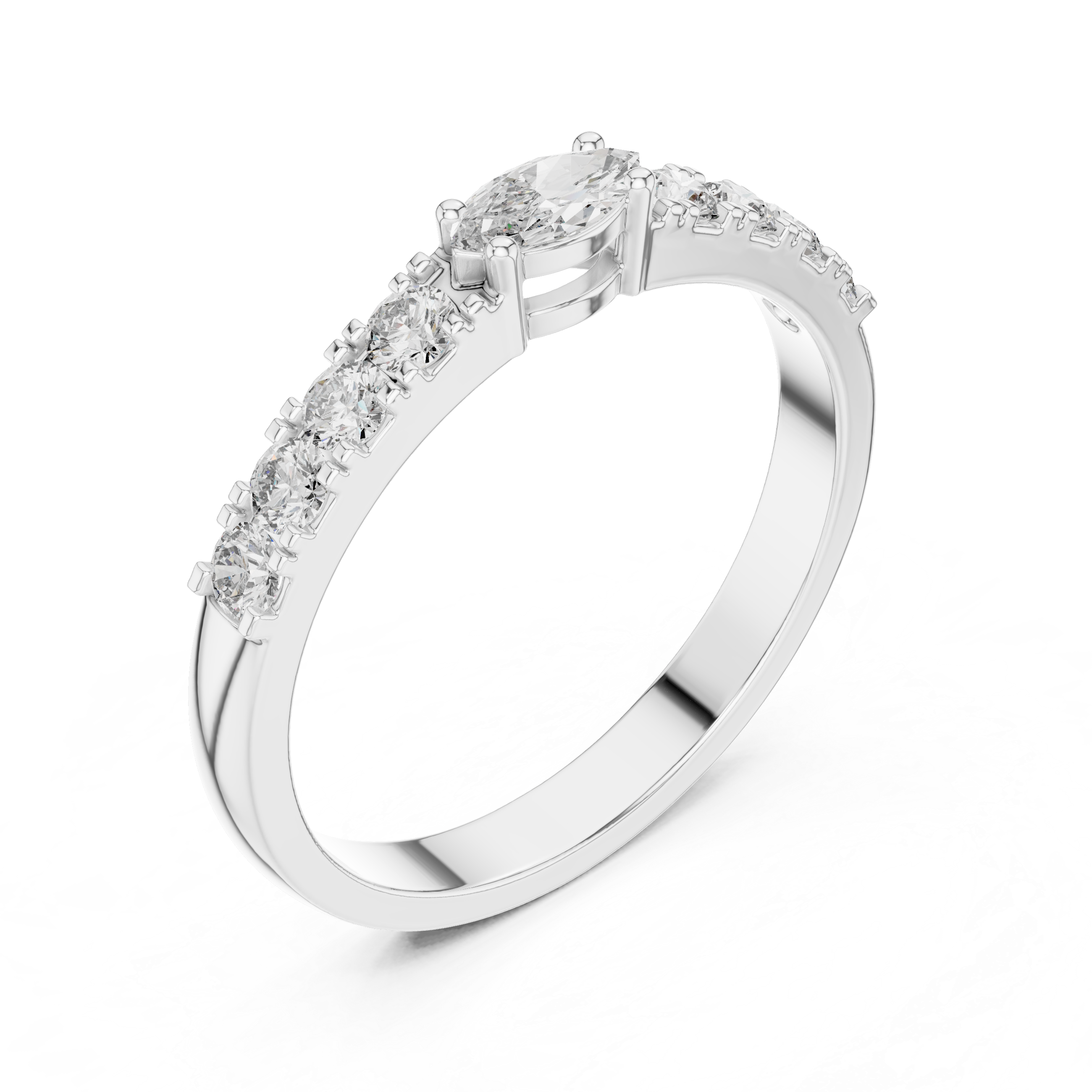 0.38 CT Marquise Cut Diamond Solitaire Ring with Side Diamonds