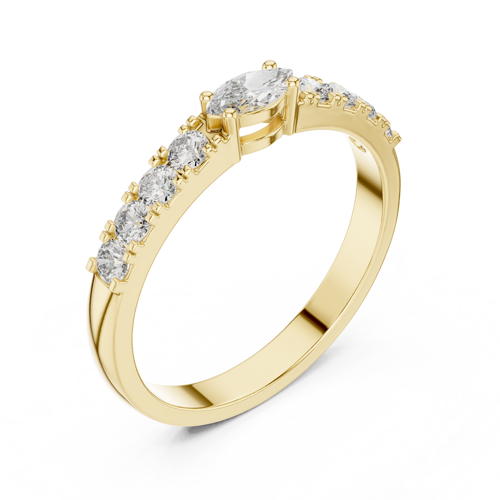 0.38 CT Marquise Cut Diamond Solitaire Ring with Side Diamonds